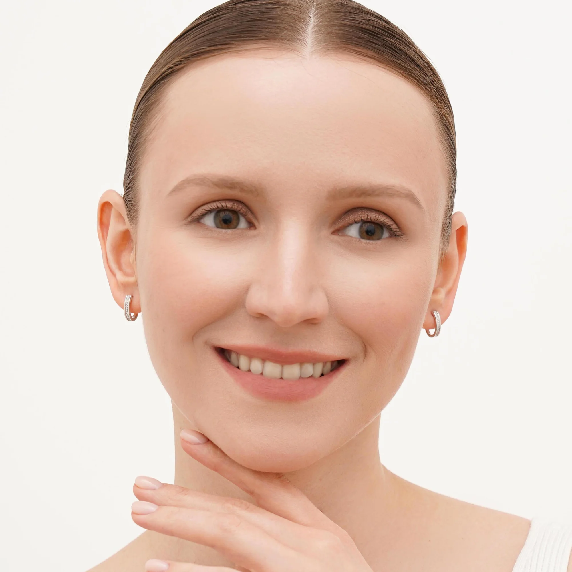 Сережки в білому золоті з доріжкою діамантів - 1697623 - 3