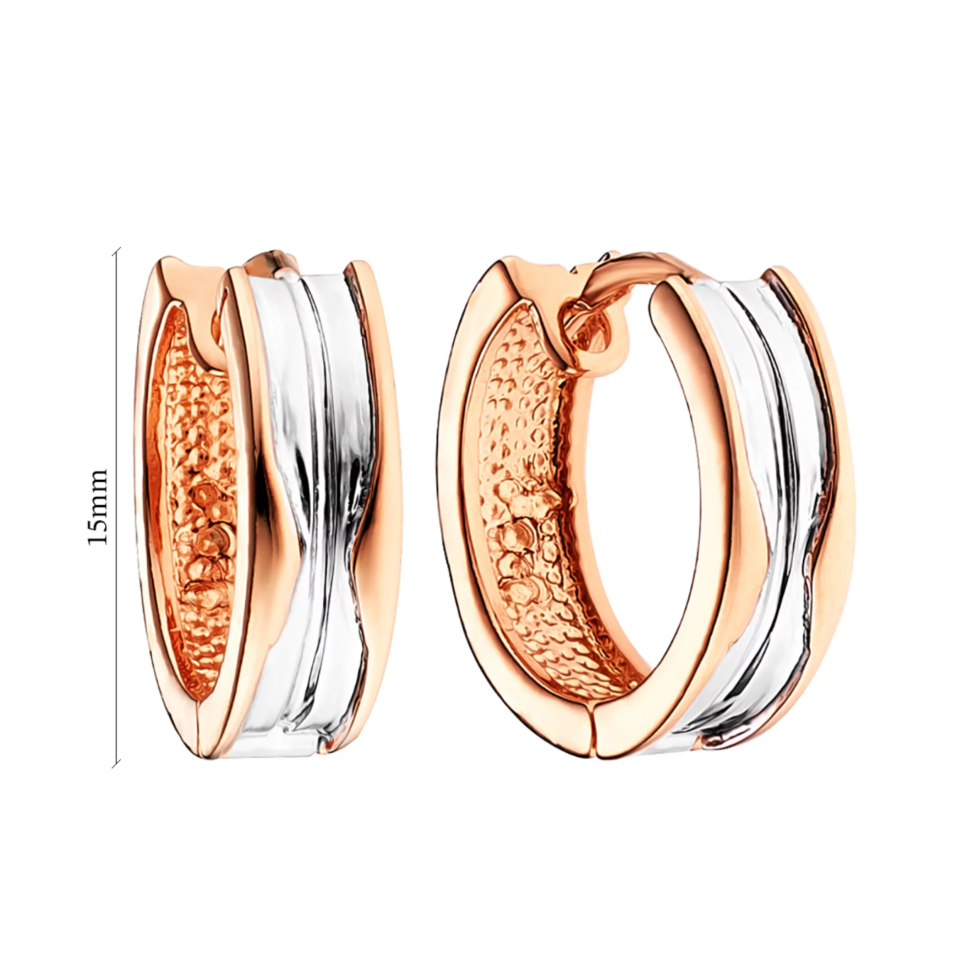 Сережки-кольца из комбинированого золота - 1095085 – изображение 2