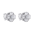 Сережки-гвоздики из серебра с фианитами - 1297362