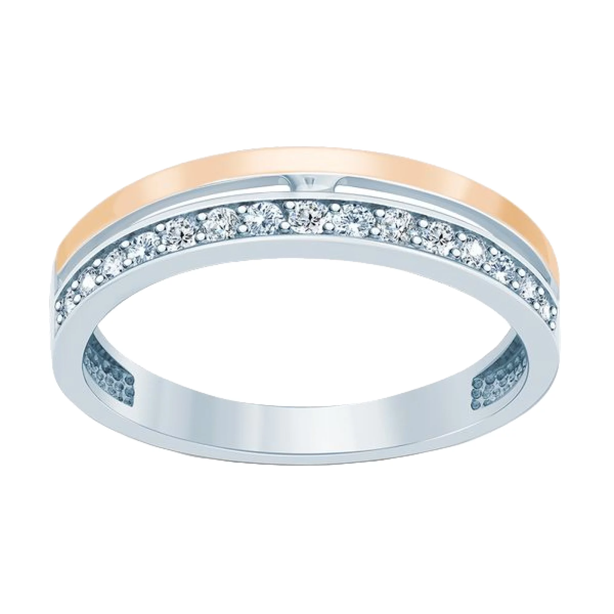 Серебряное кольцо с позолотой и фианитом - 474136 – изображение 1
