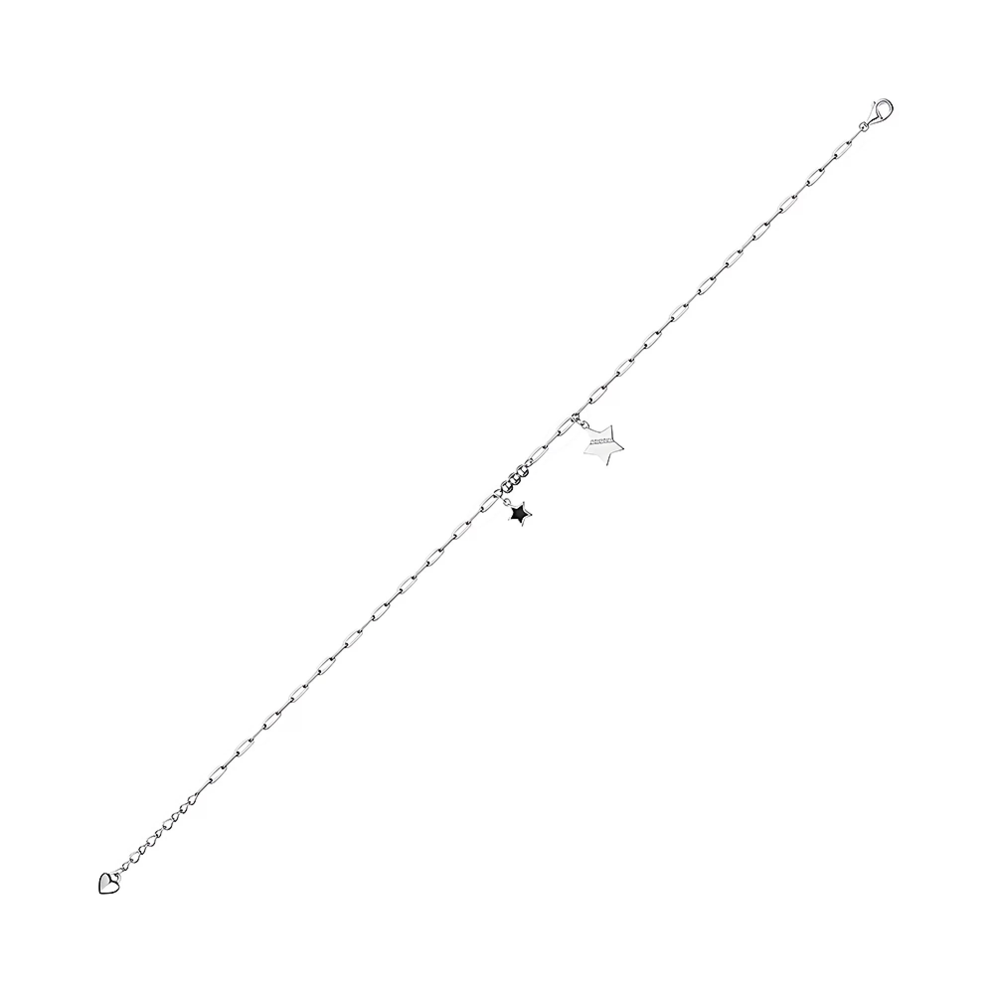 Серебряный браслет на ногу с фианитами и эмалью   - 1525604 – изображение 2