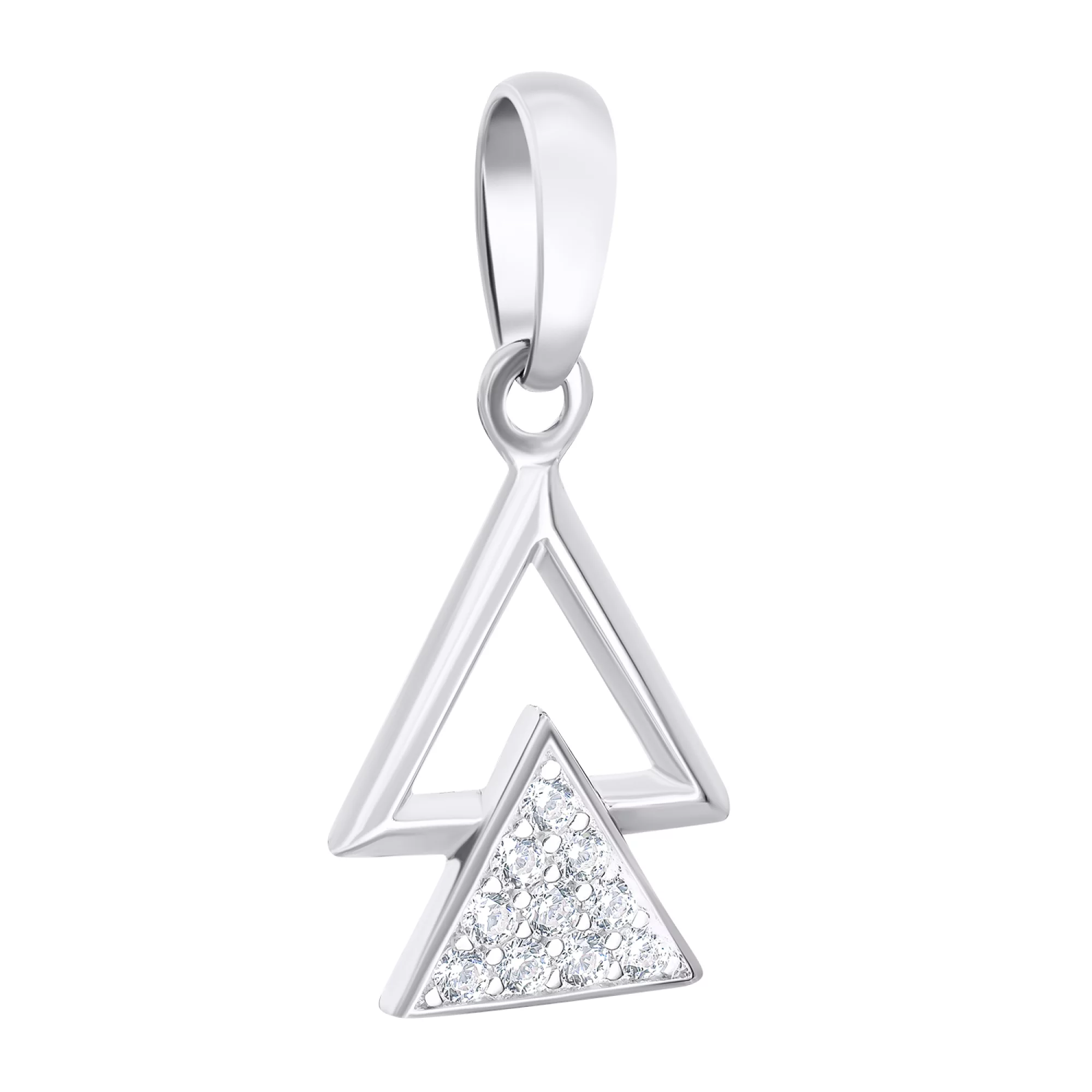 Срібний підвіс з фіанітами "Трикутники"  - 1546159 – зображення 1