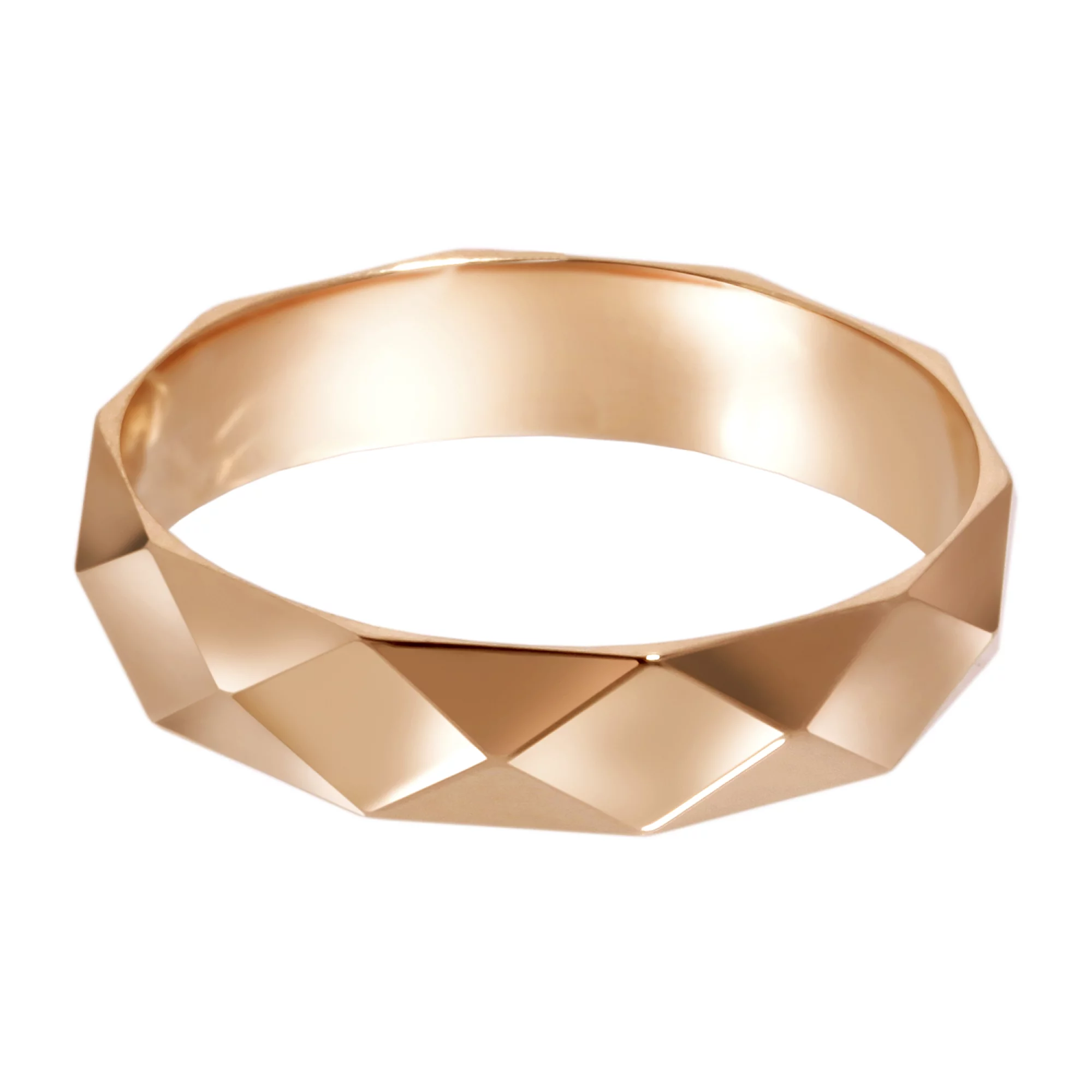 Обручальное кольцо американка из красного золота с гранями - 968099 – изображение 2
