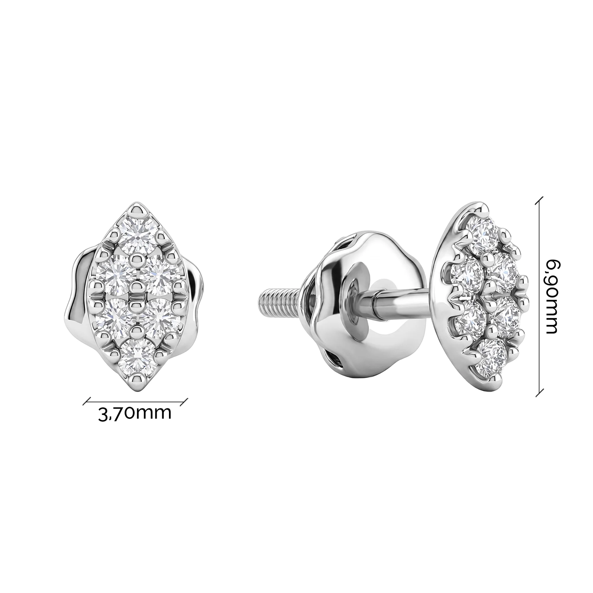 Серьги-гвоздики с бриллиантами в белом золоте - 2149694 - 2