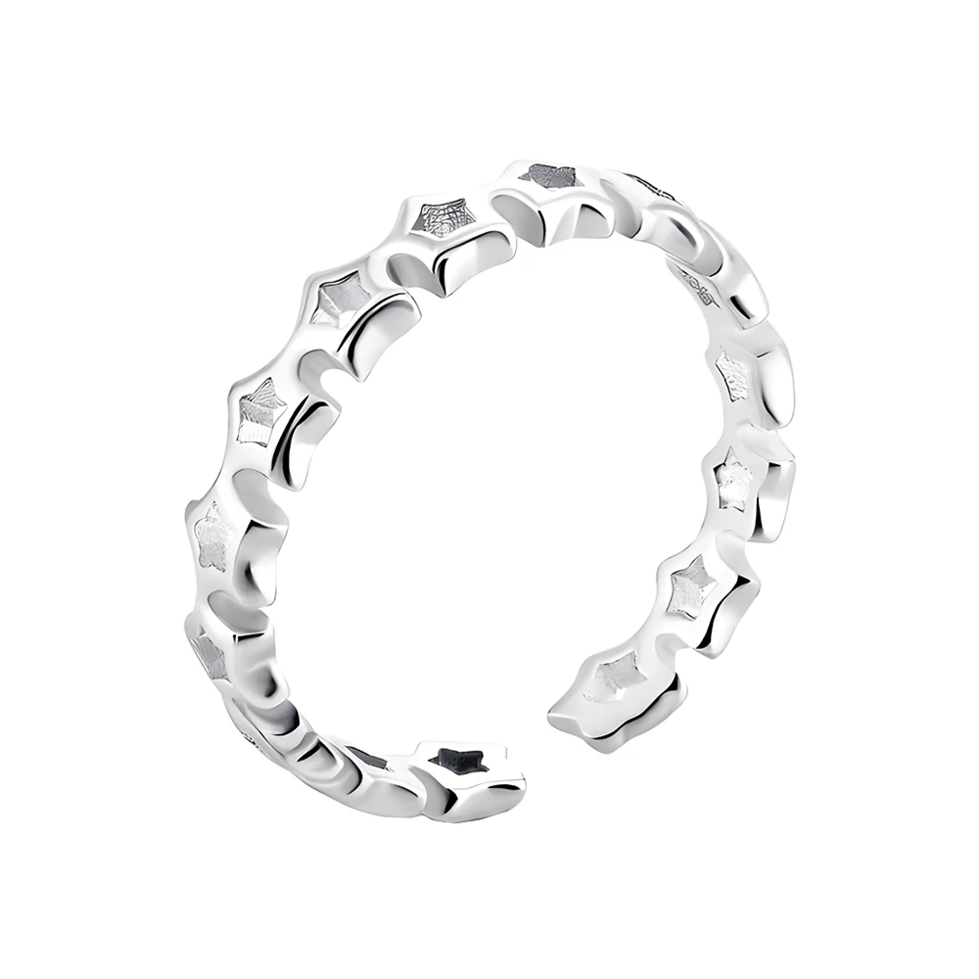 Кольцо из серебра с родированием звездочки - 1524345 – изображение 1