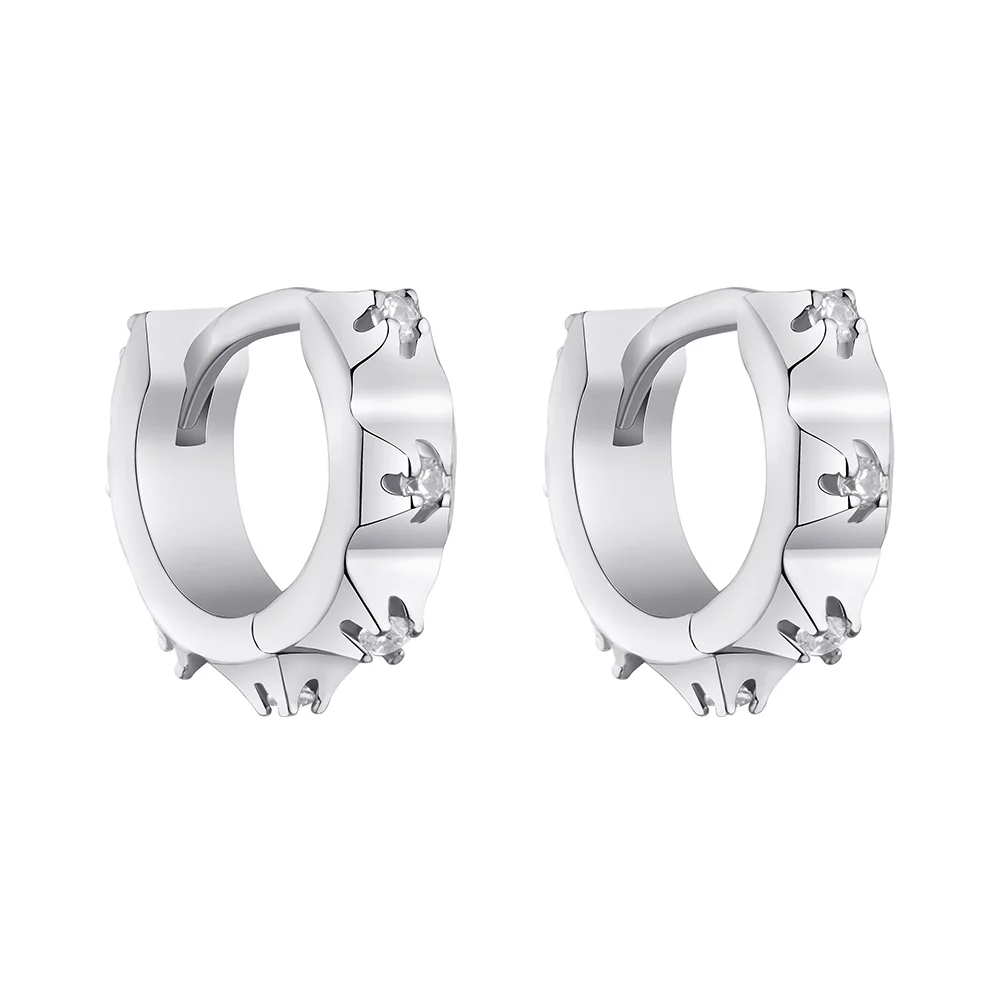 Серьги-кольца серебряные с фианитом. Артикул 7502/4508/10: цена, отзывы, фото – купить в интернет-магазине AURUM