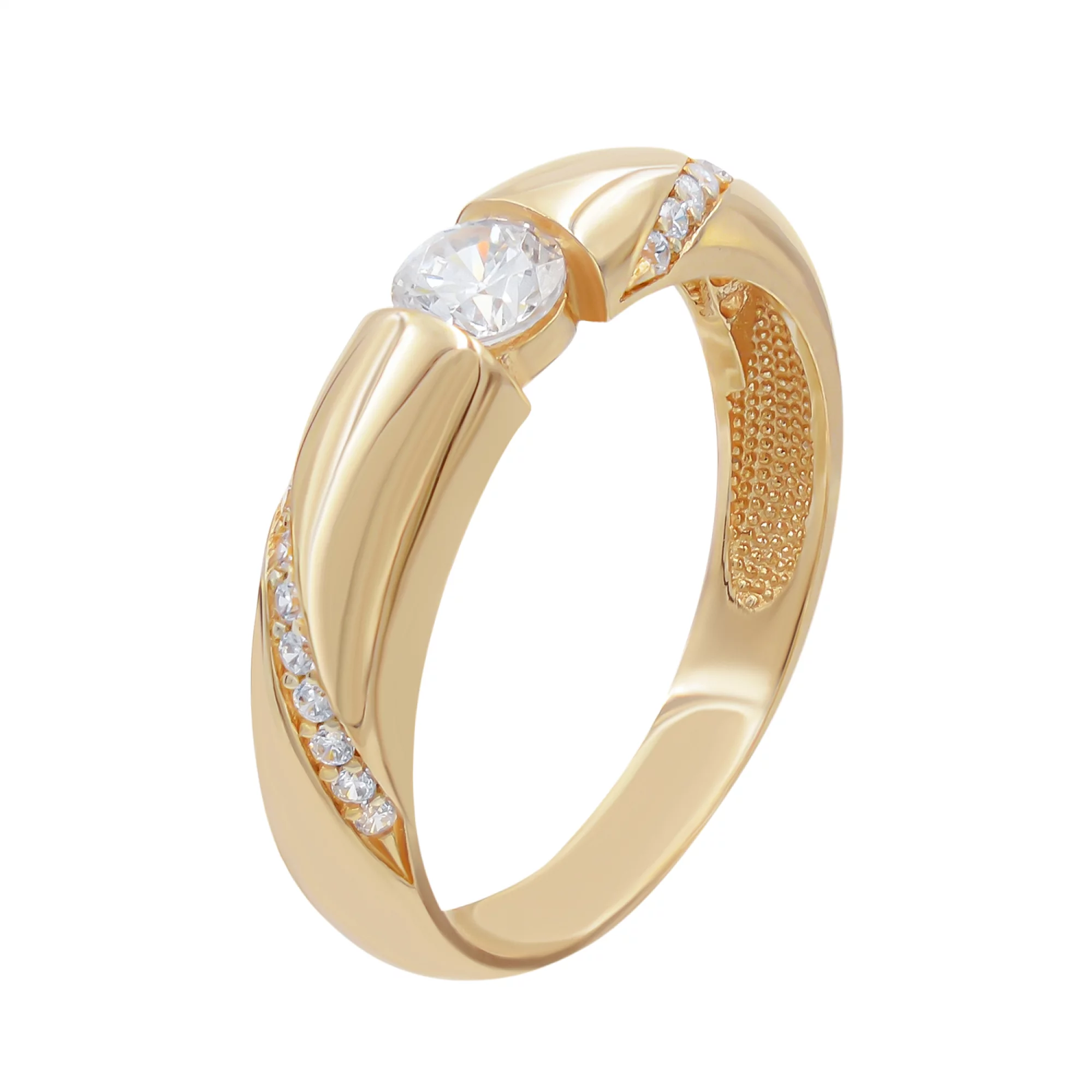 Золотое кольцо с фианитом - 538765 – изображение 3