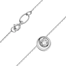 Ланцюжок із білого золота з підвісом та діамантом якірне плетіння - 2015437