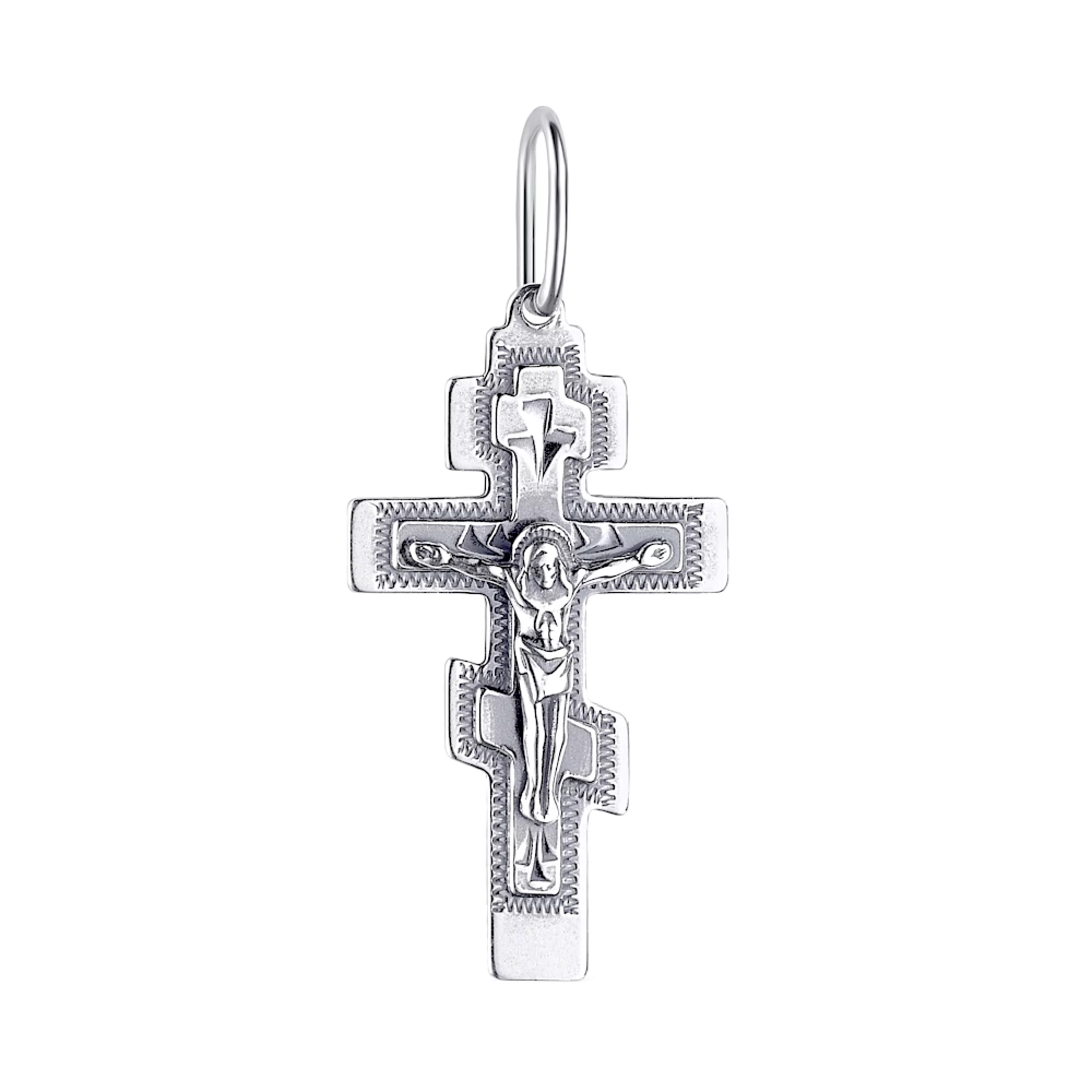 Натільний срібний хрестик із чорнінням - 1581315 – зображення 1