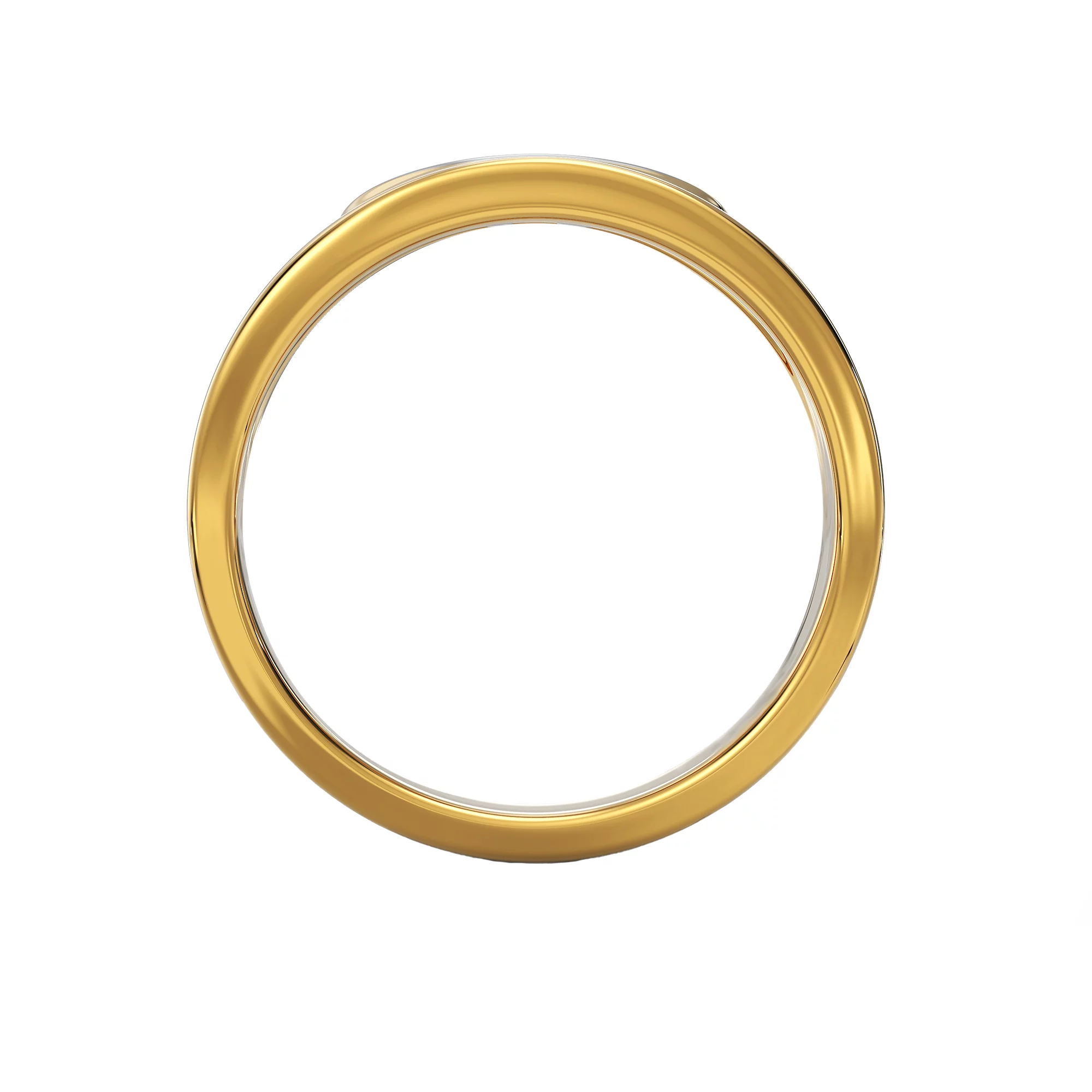 Обручка з комбінованого золота з діамантом американка  - 521290 – зображення 2