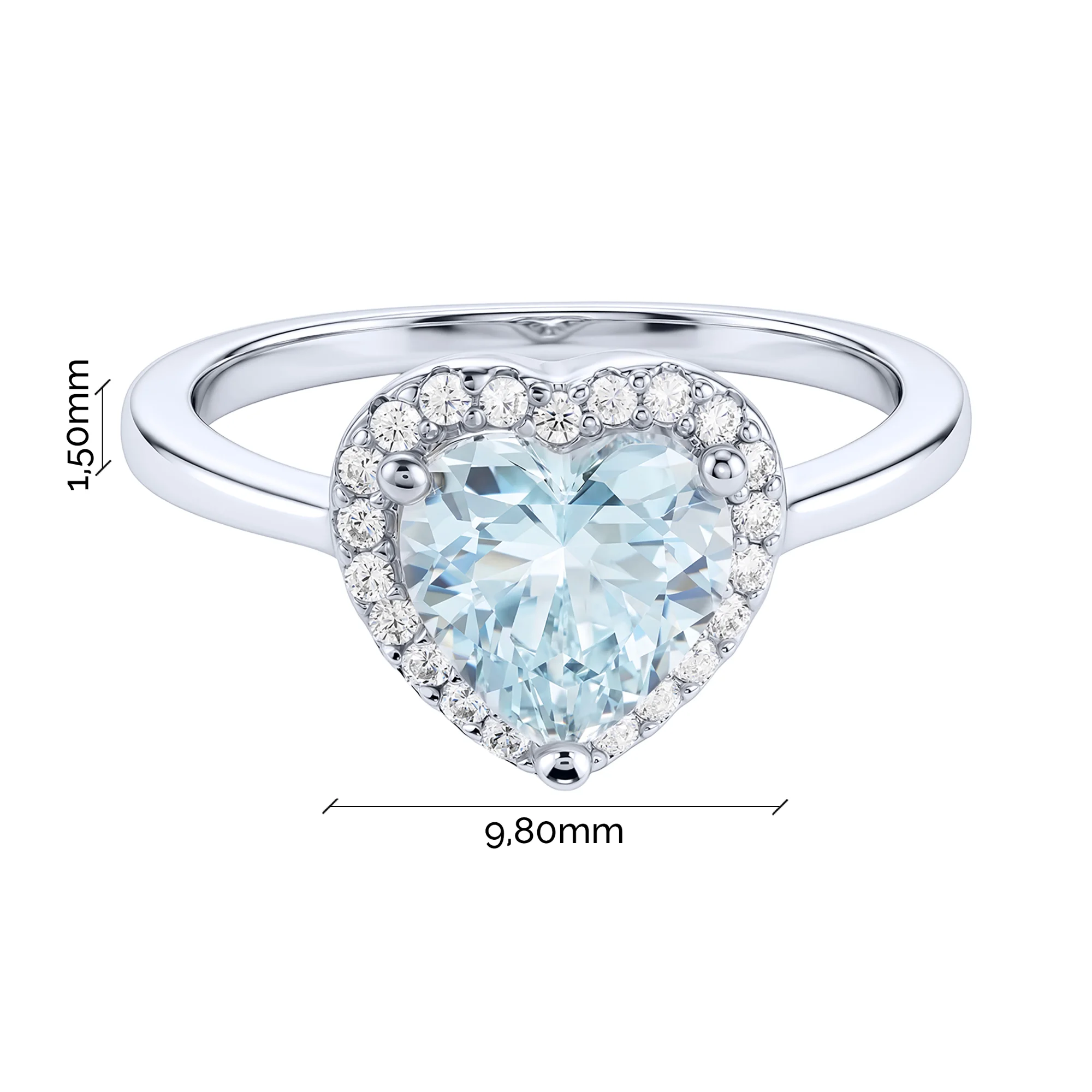 Серебряное кольцо "Сердце" с альпинитом и фианитами - 2294205 - 3