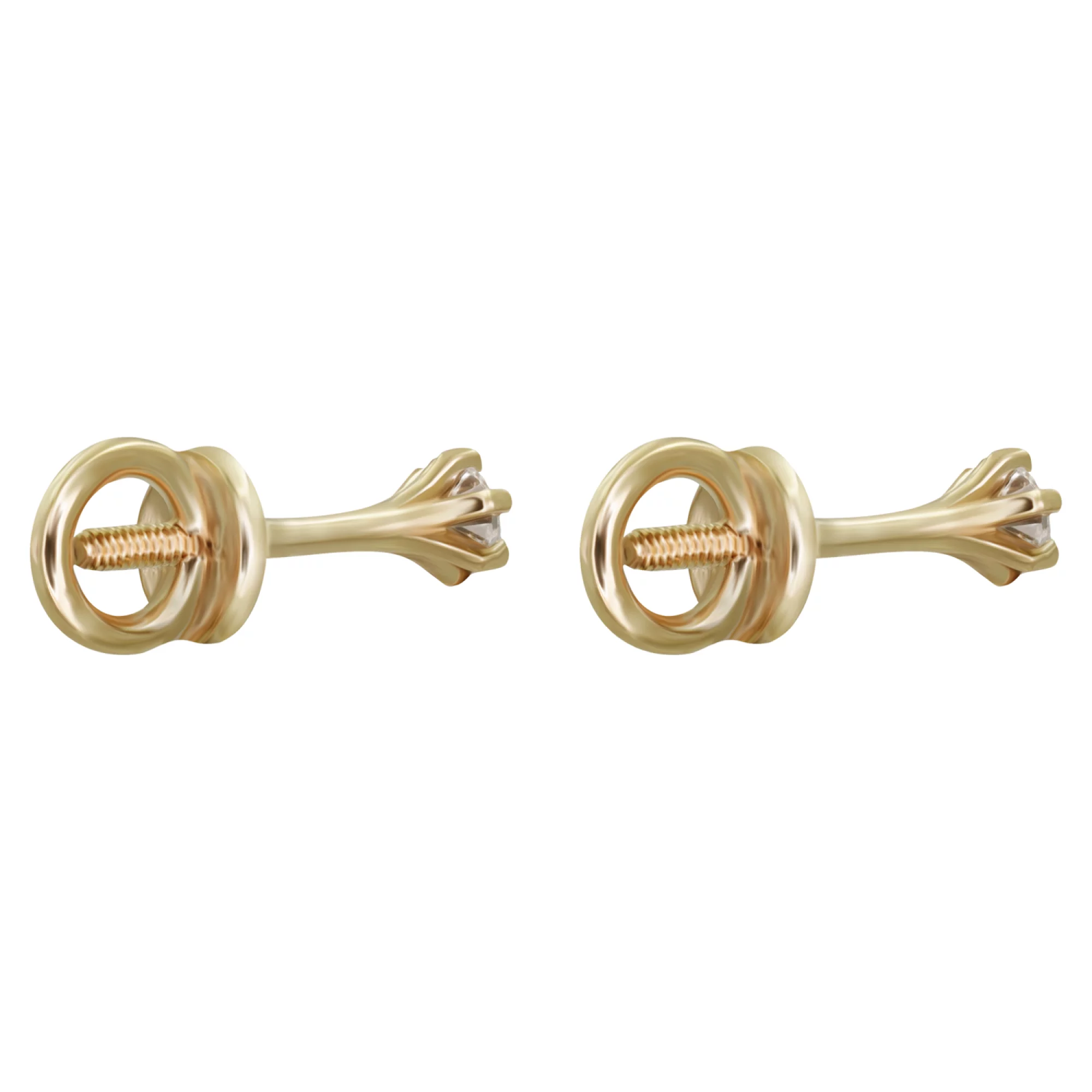 Сережки-гвоздики из красного золота с фианитами - 896977 – изображение 2