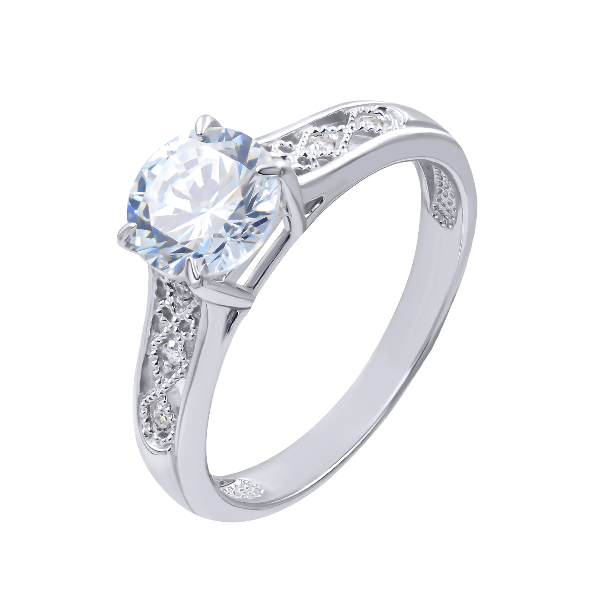 Серебряное кольцо с фианитами - 474154 - 1