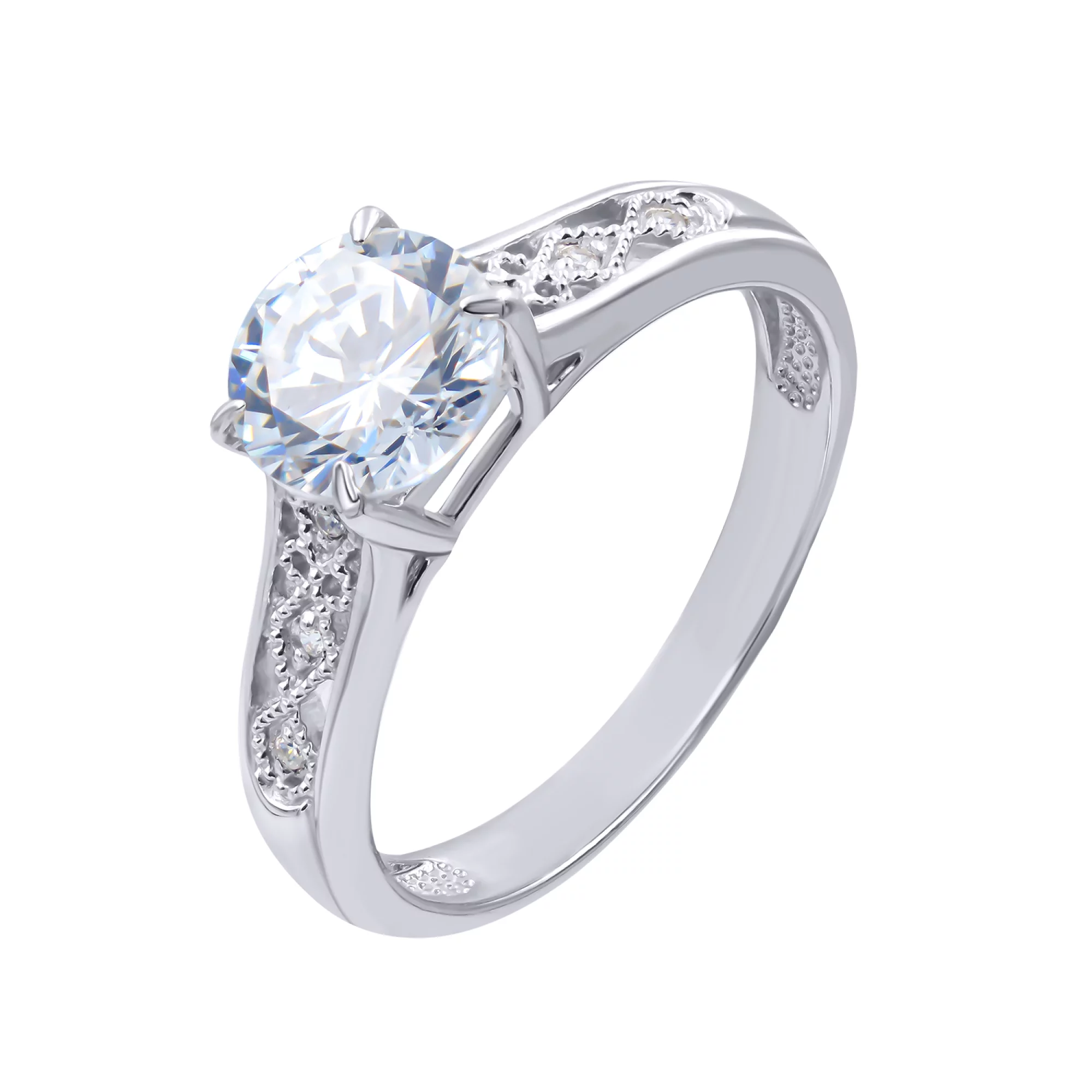 Серебряное кольцо с фианитом - 474154 – изображение 1