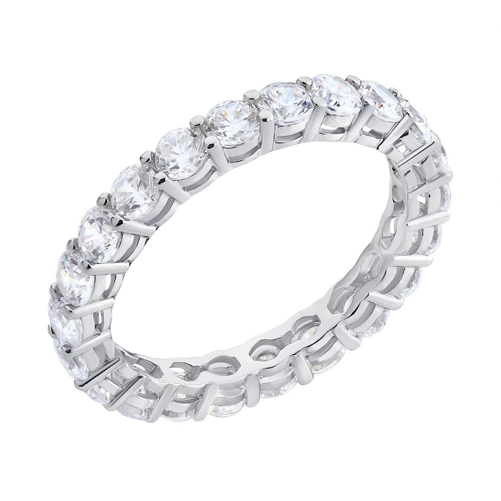 Кольцо с дорожкой фианита из серебра. Артикул 7501/5842: цена, отзывы, фото – купить в интернет-магазине AURUM