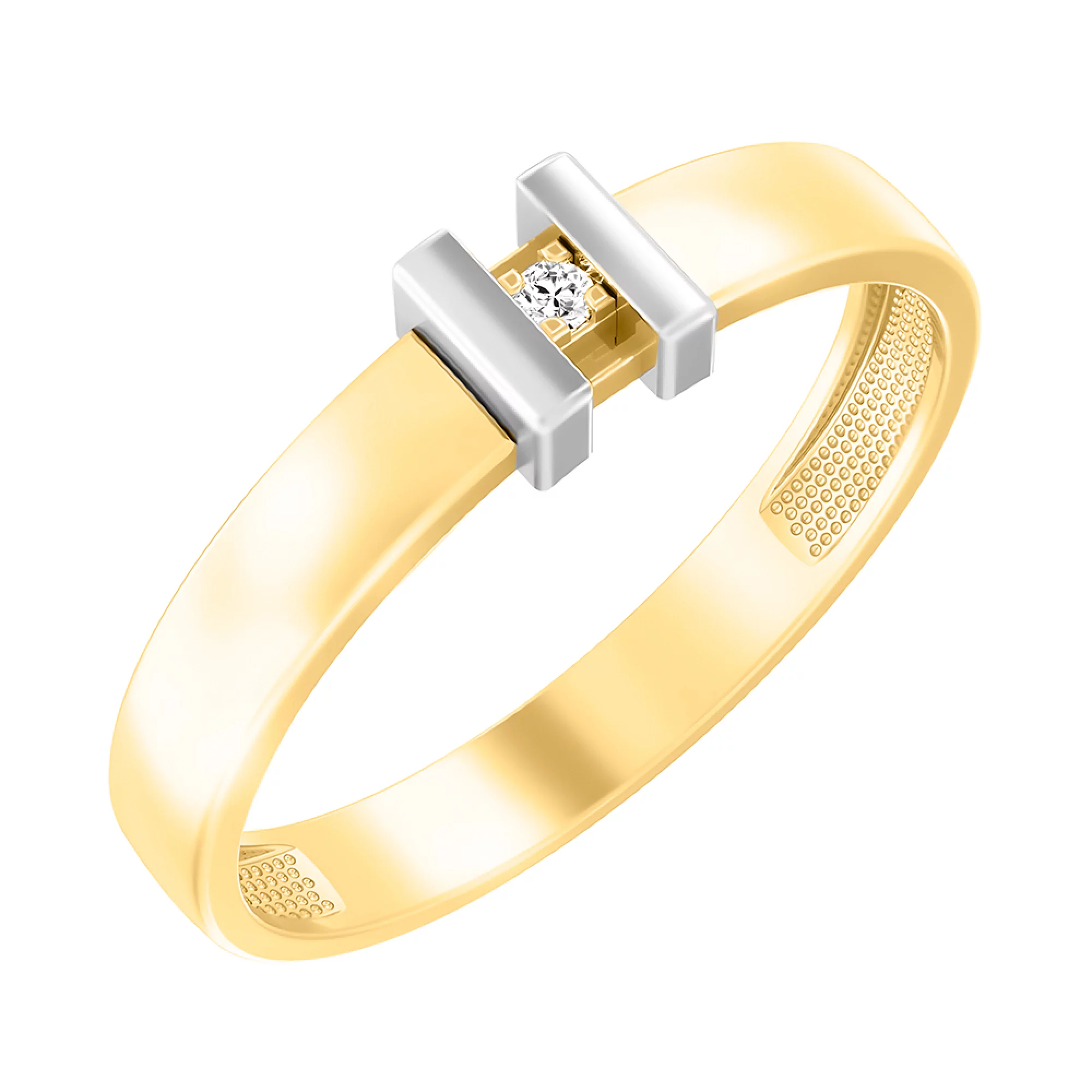 Кольцо из желтого золота с фианитом - 1513896 – изображение 1