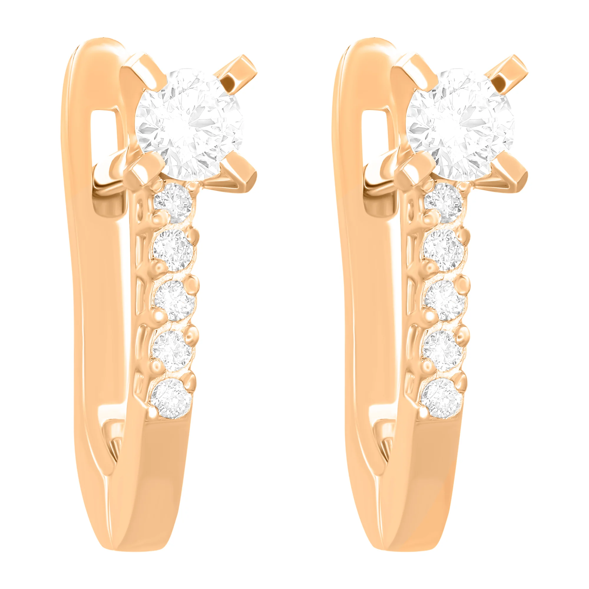 Сережки из красного золота с бриллиантами - 896196 - 1