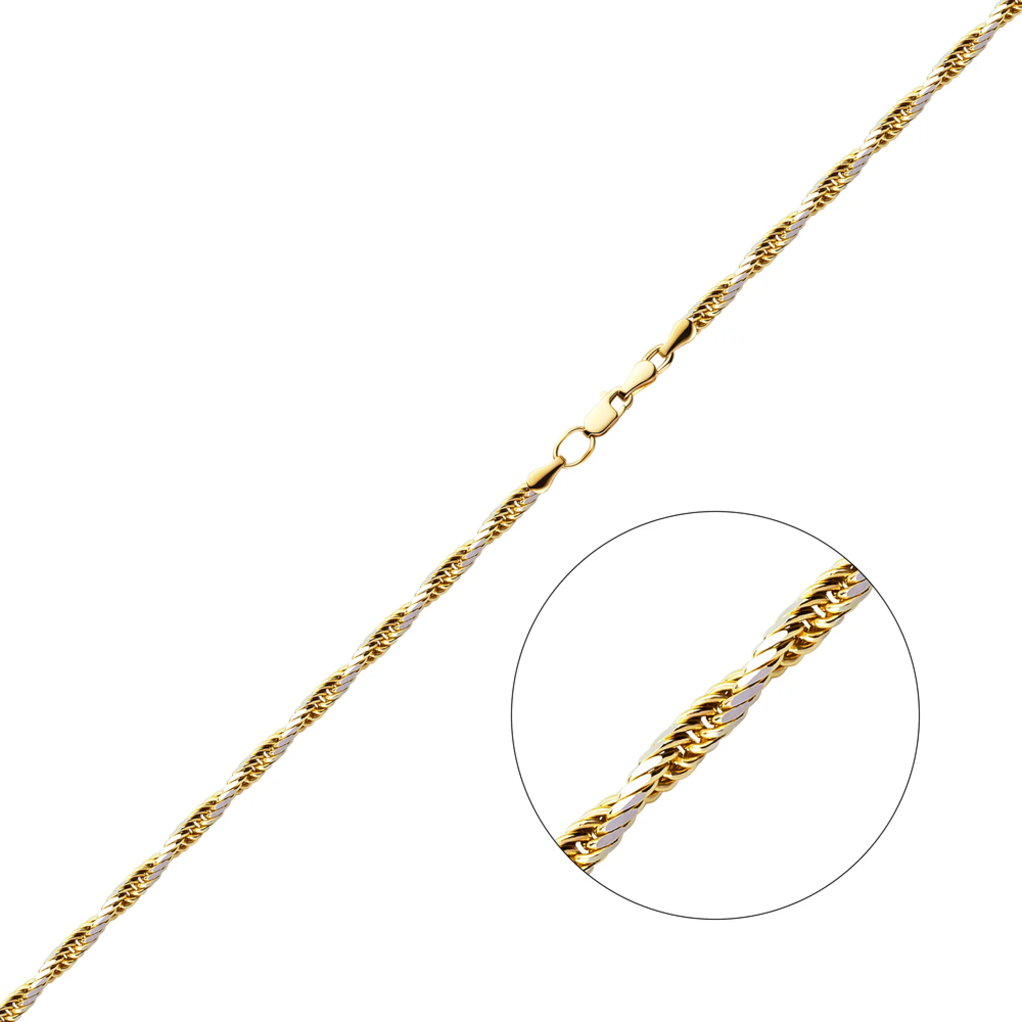 Ланцюг з комбінованого золота у плетінні джгут - 963967 – зображення 2
