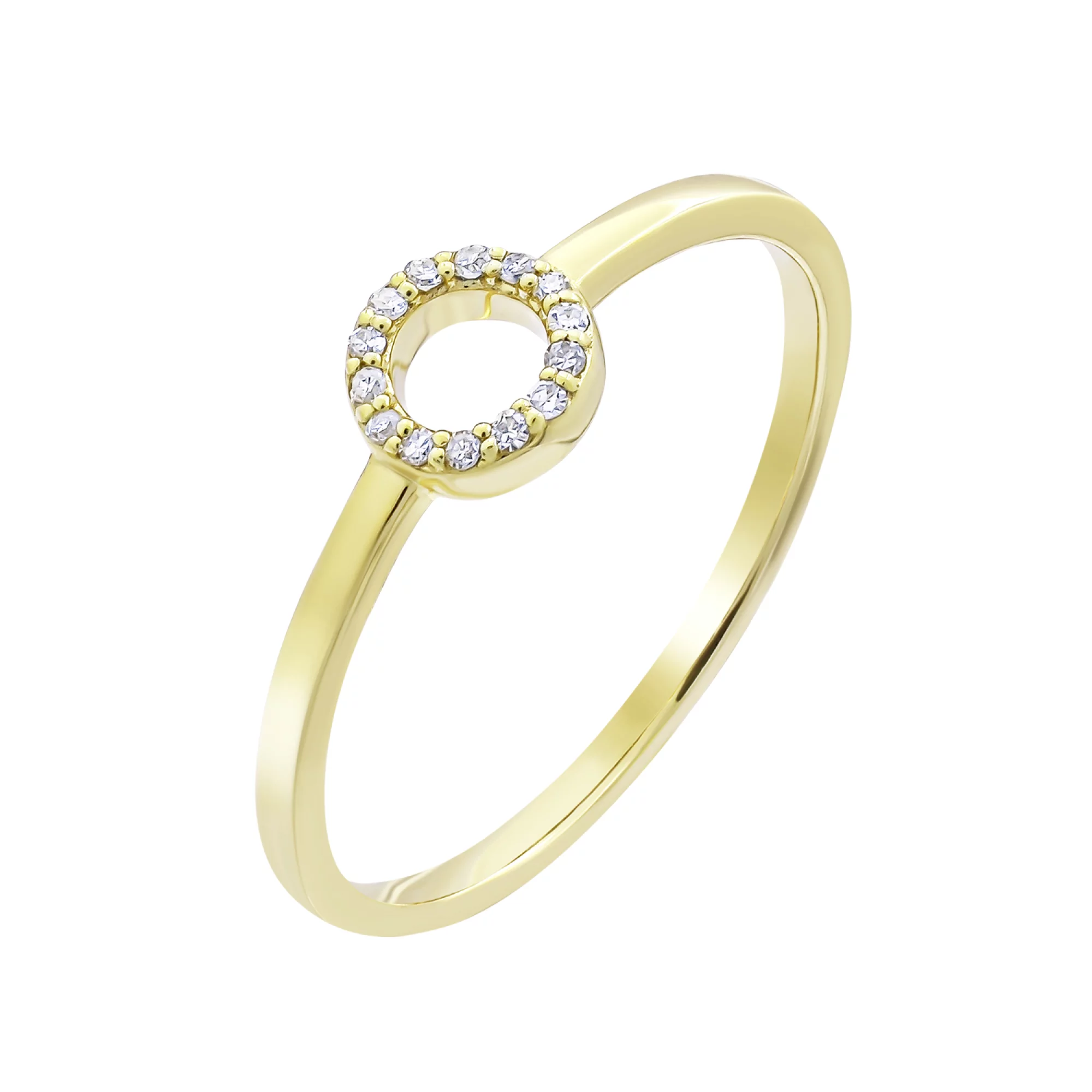 Кольцо из лимонного золота с бриллиантами - 1266209 – изображение 1