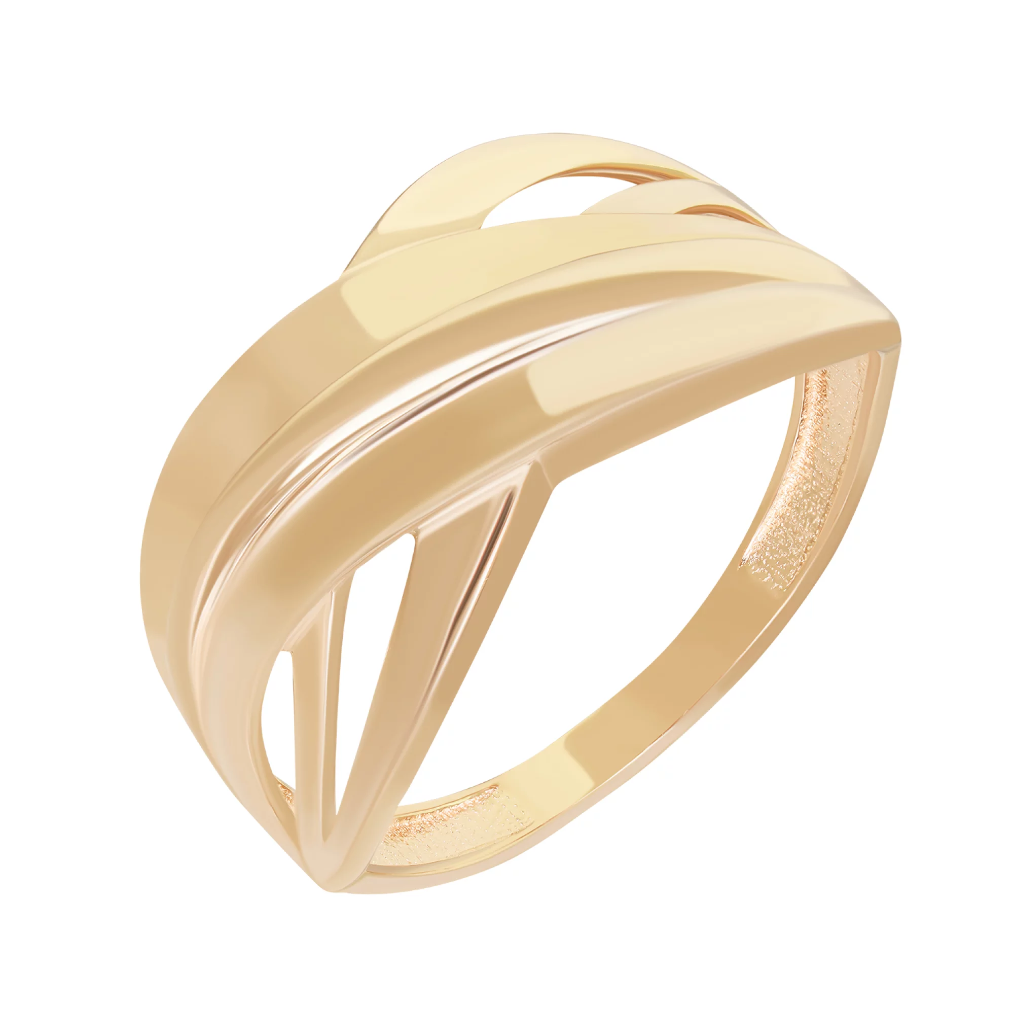 Широкое кольцо из красного золота "Плетение" - 1530965 – изображение 1