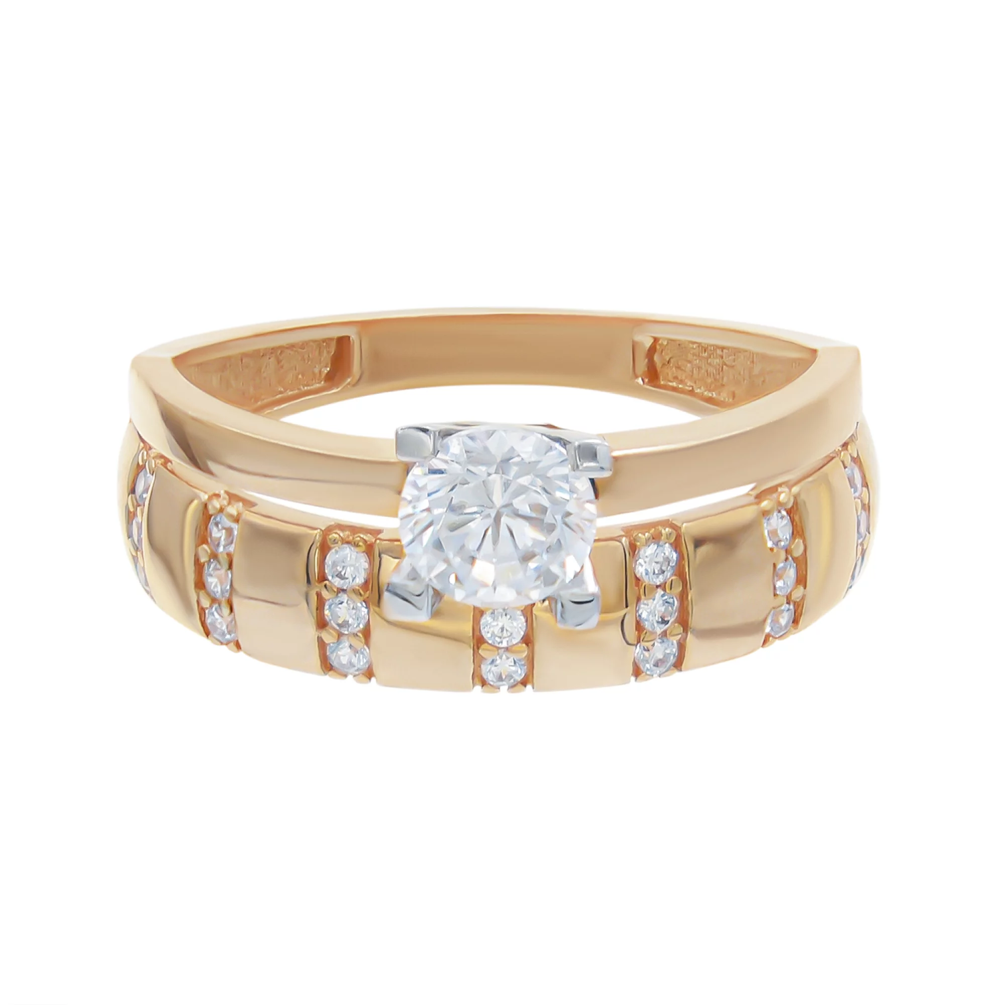 Золотое кольцо с фианитом - 538761 – изображение 2