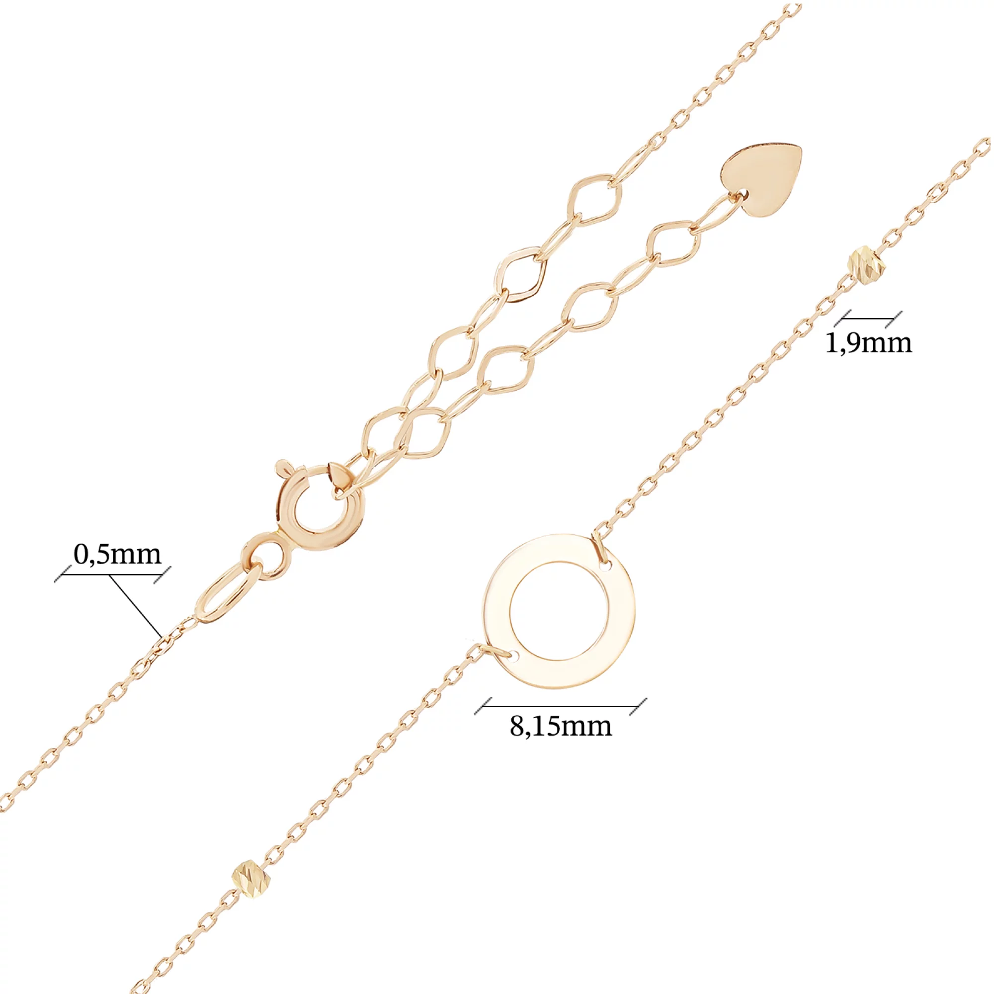 Золотое колье с подвеской "Круг" плетение якорное - 1629433 – изображение 3