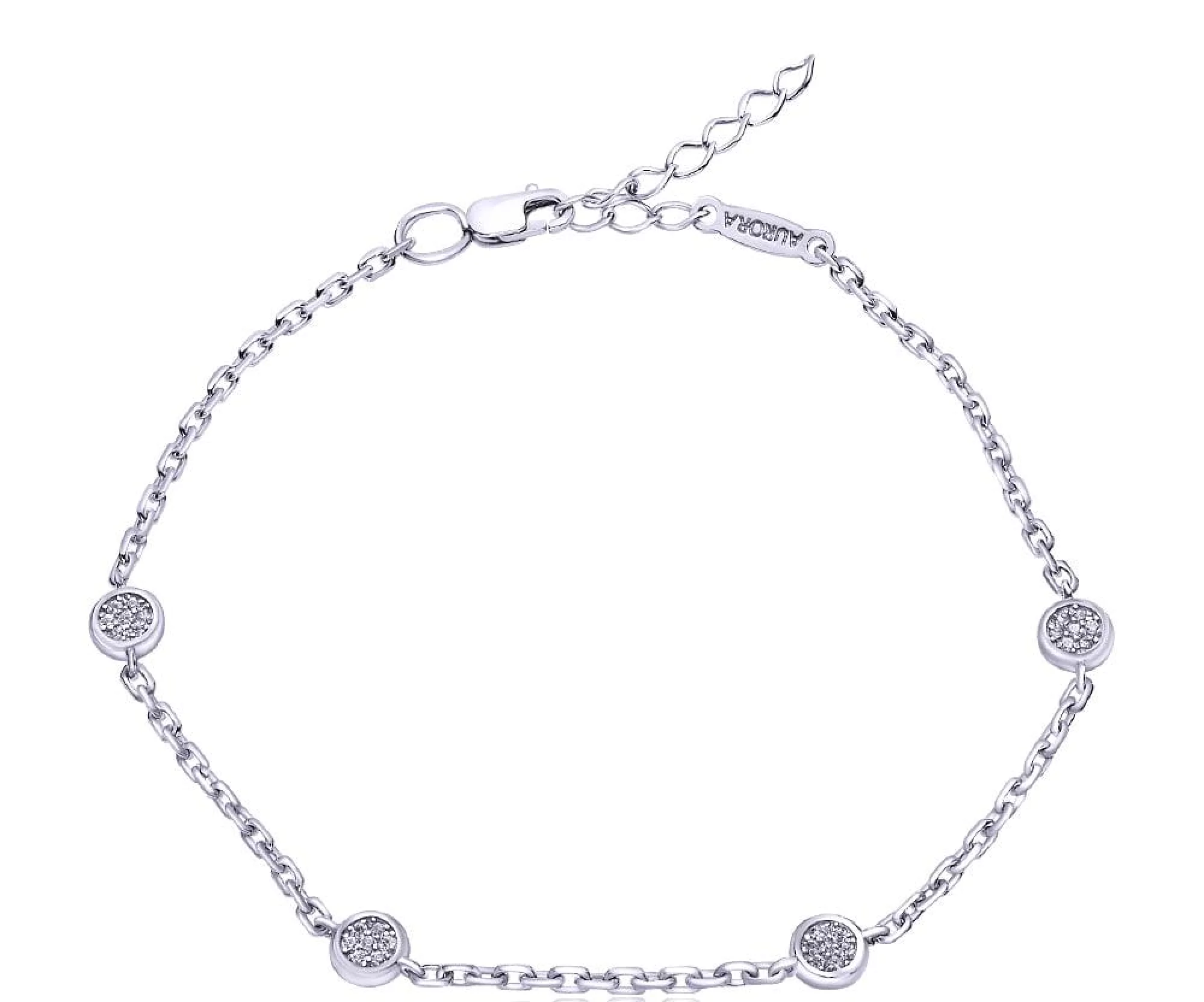 Браслет из серебра с фианитами якорное плетение - 1508775 – изображение 1
