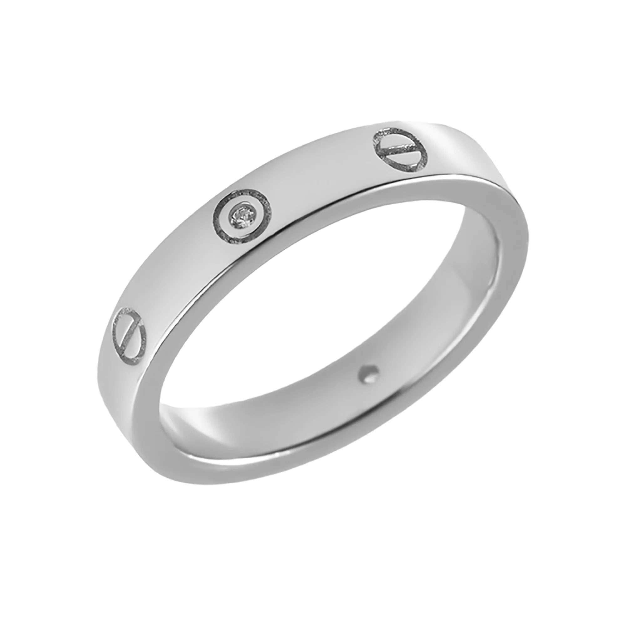 Серебряное кольцо "Love" с фианитом - 972982 – изображение 1