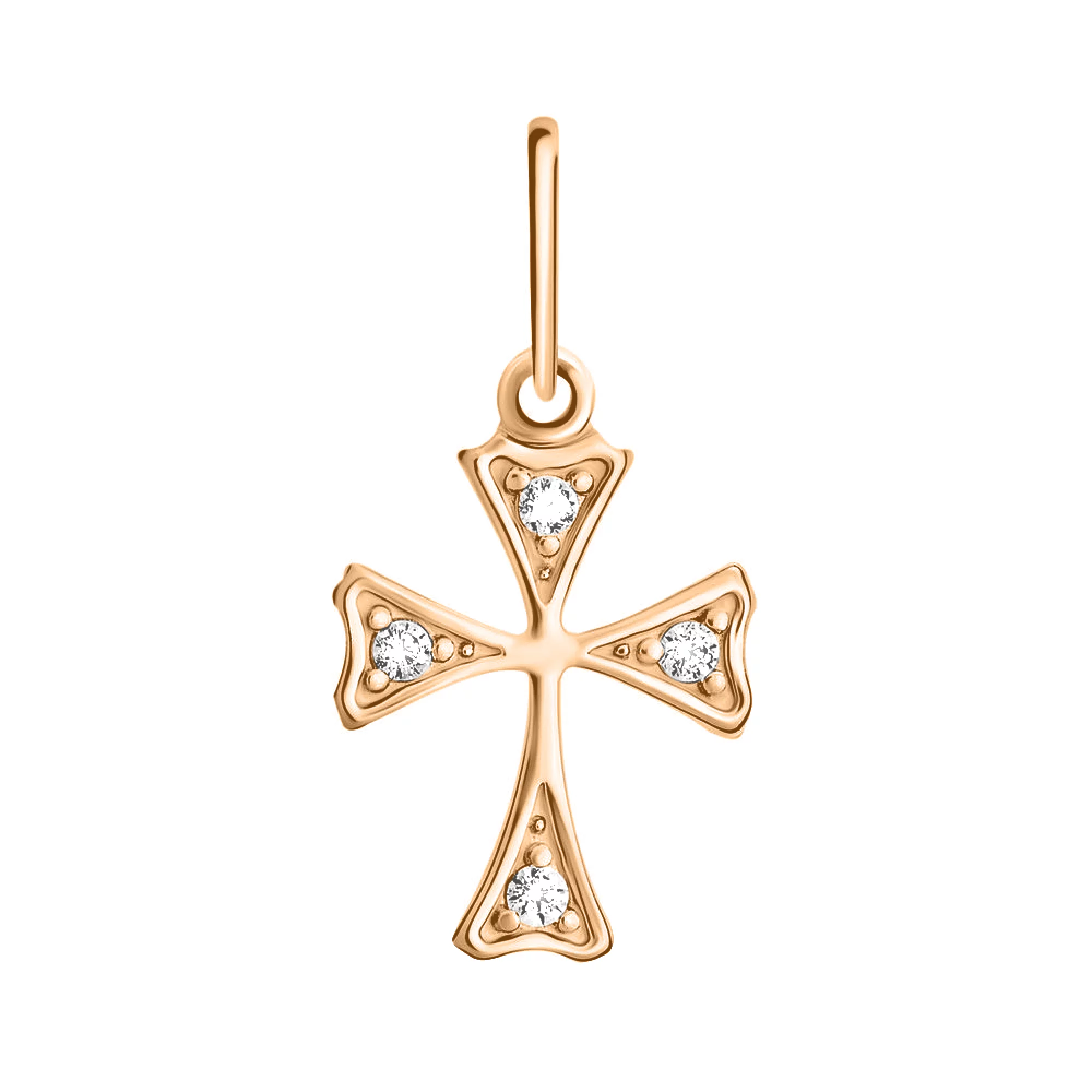 Крестик из красного золота с фианитами - 1522322 – изображение 1