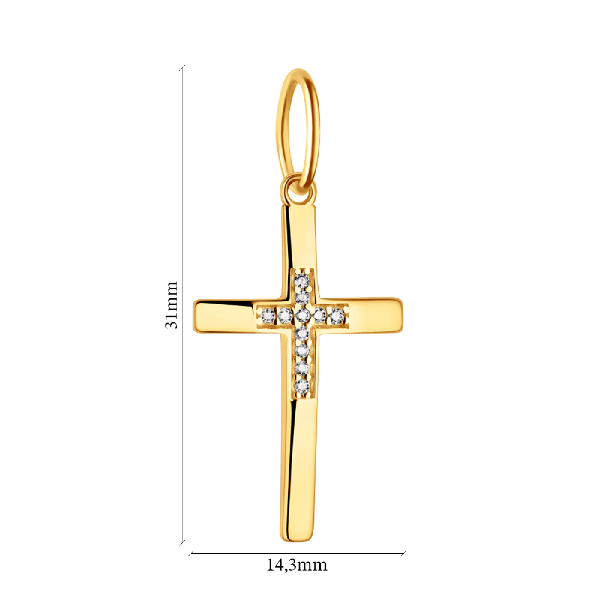 Крестик из лимонного золота с фианитом - 1095112 – изображение 2