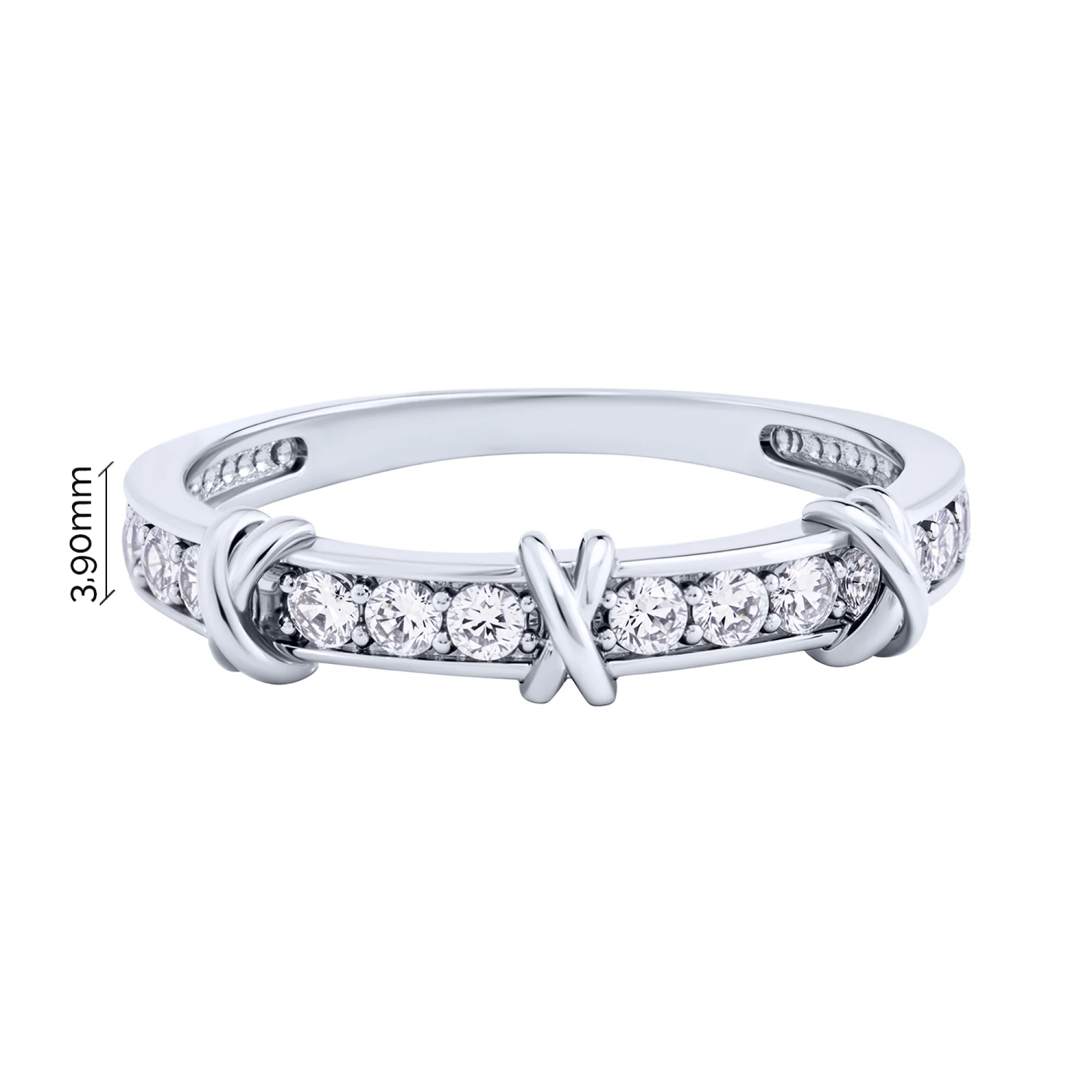 Серебряное кольцо с дорожкой из фианитов - 2088703 - 3