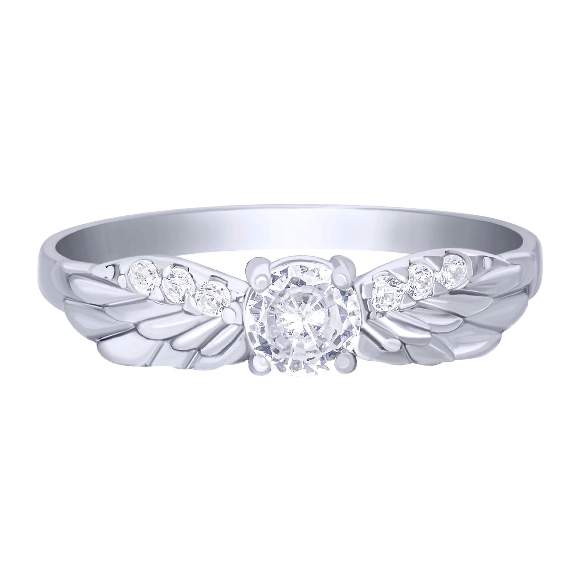 Кольцо серебряное "Крылья" с фианитами - 1679367 – изображение 2