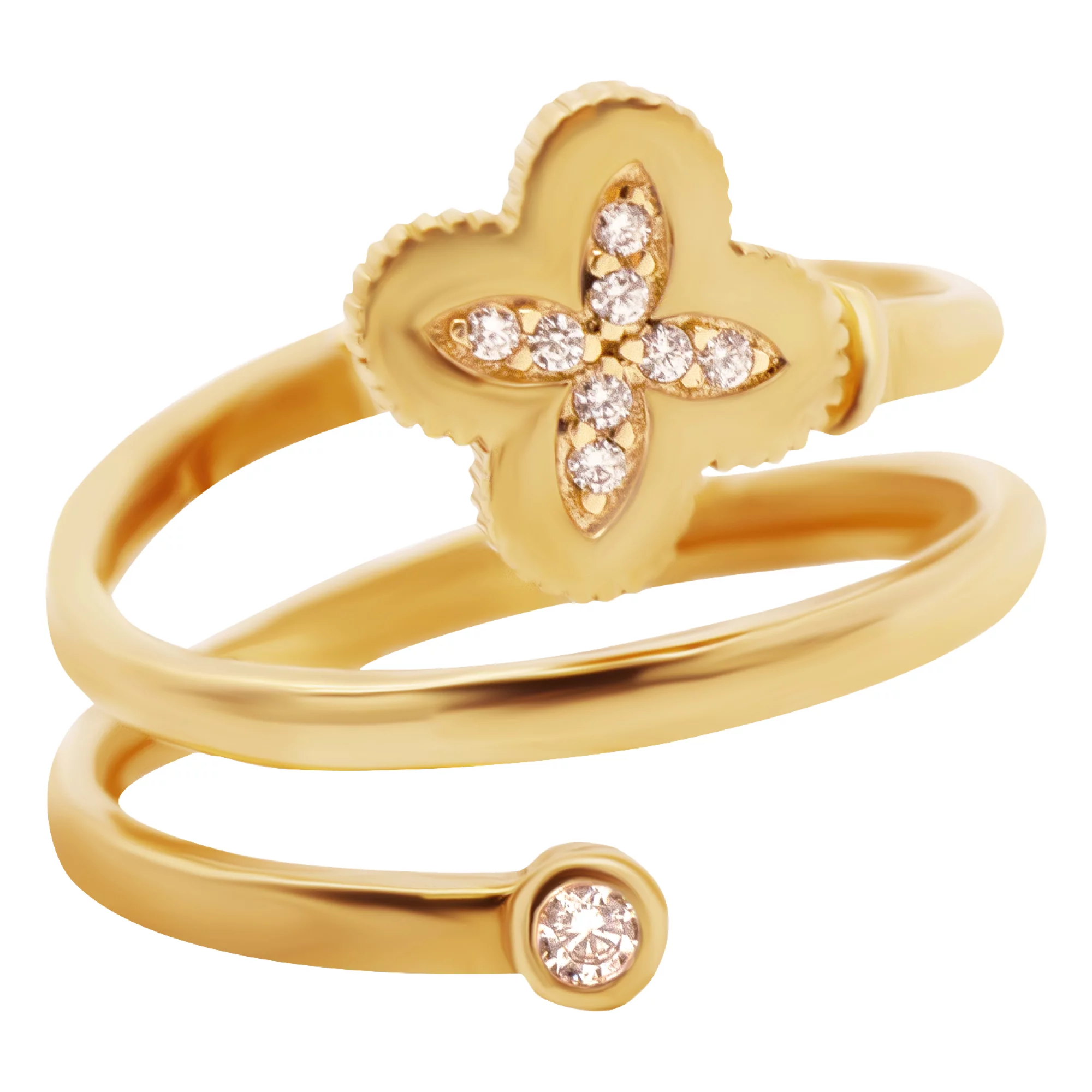 Кольцо из красного золота с фианитом Цветок - 937873 – изображение 2