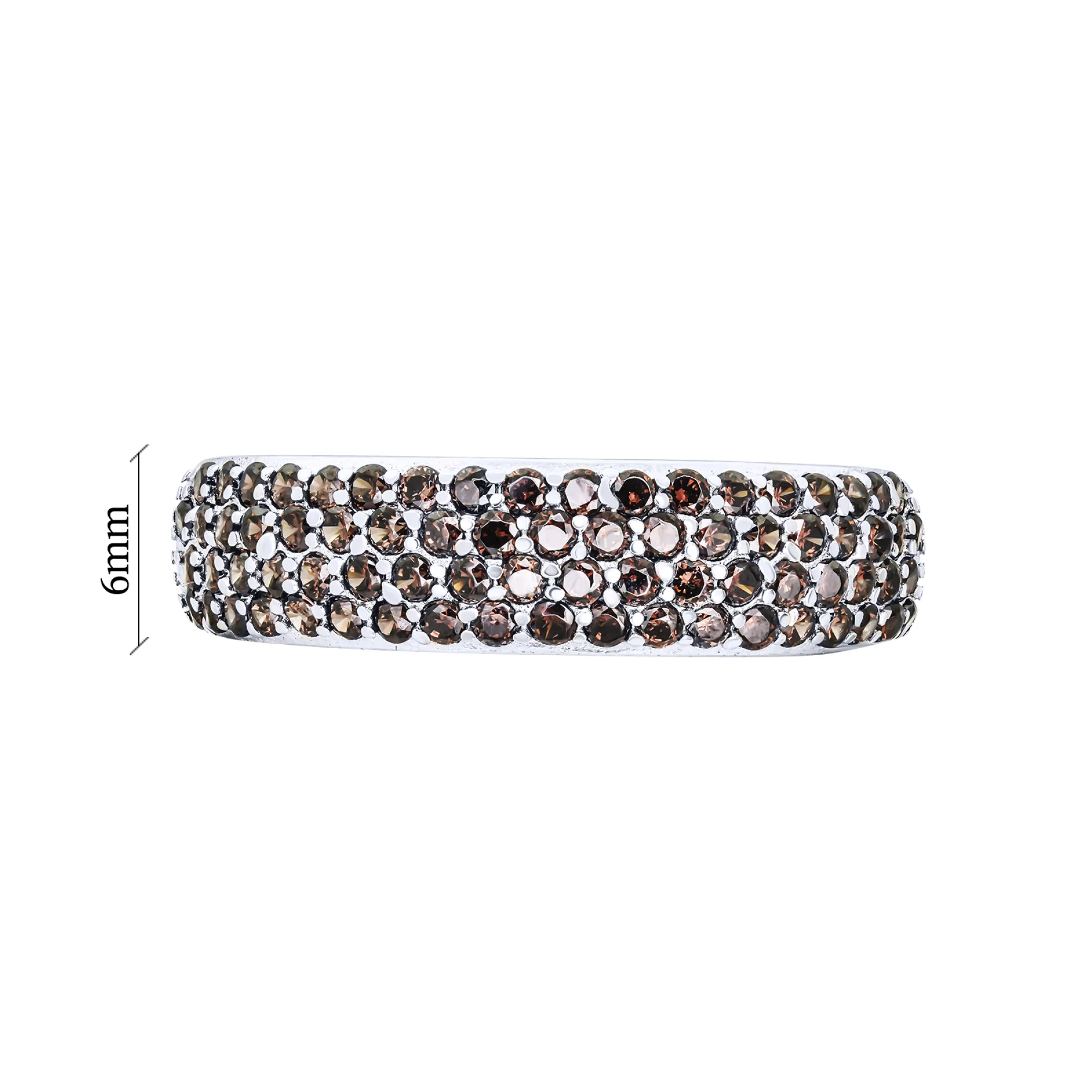 Серебряное кольцо с россыпью фианитов - 1611597 – изображение 3