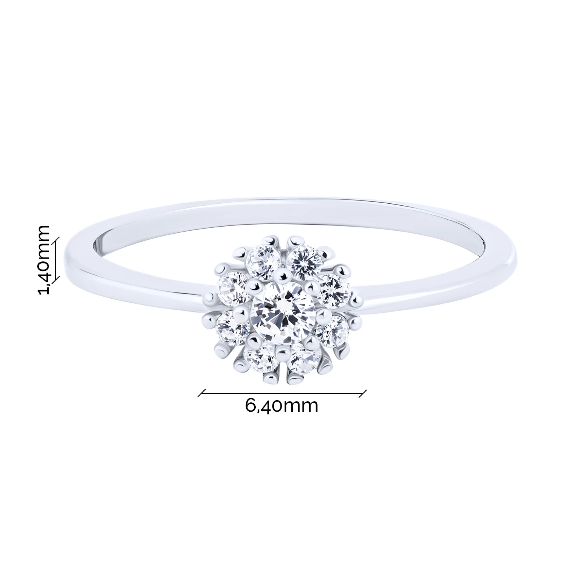 Кольцо из серебра "Цветок" с фианитами - 2122965 - 3