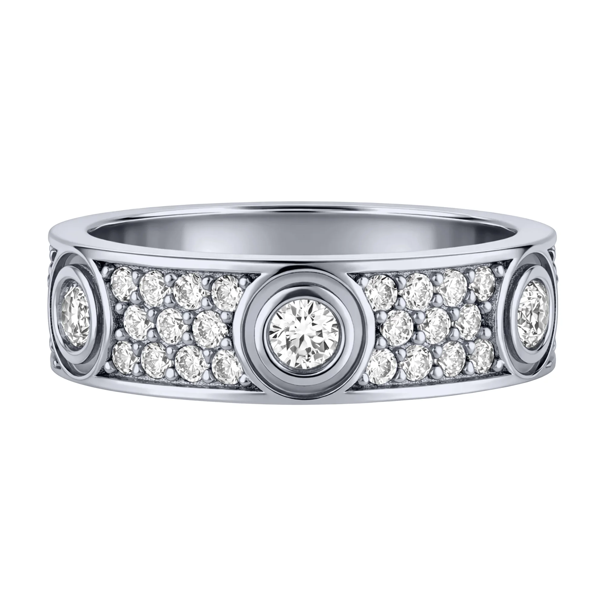 Серебряное кольцо с фианитами - 1514666 - 2