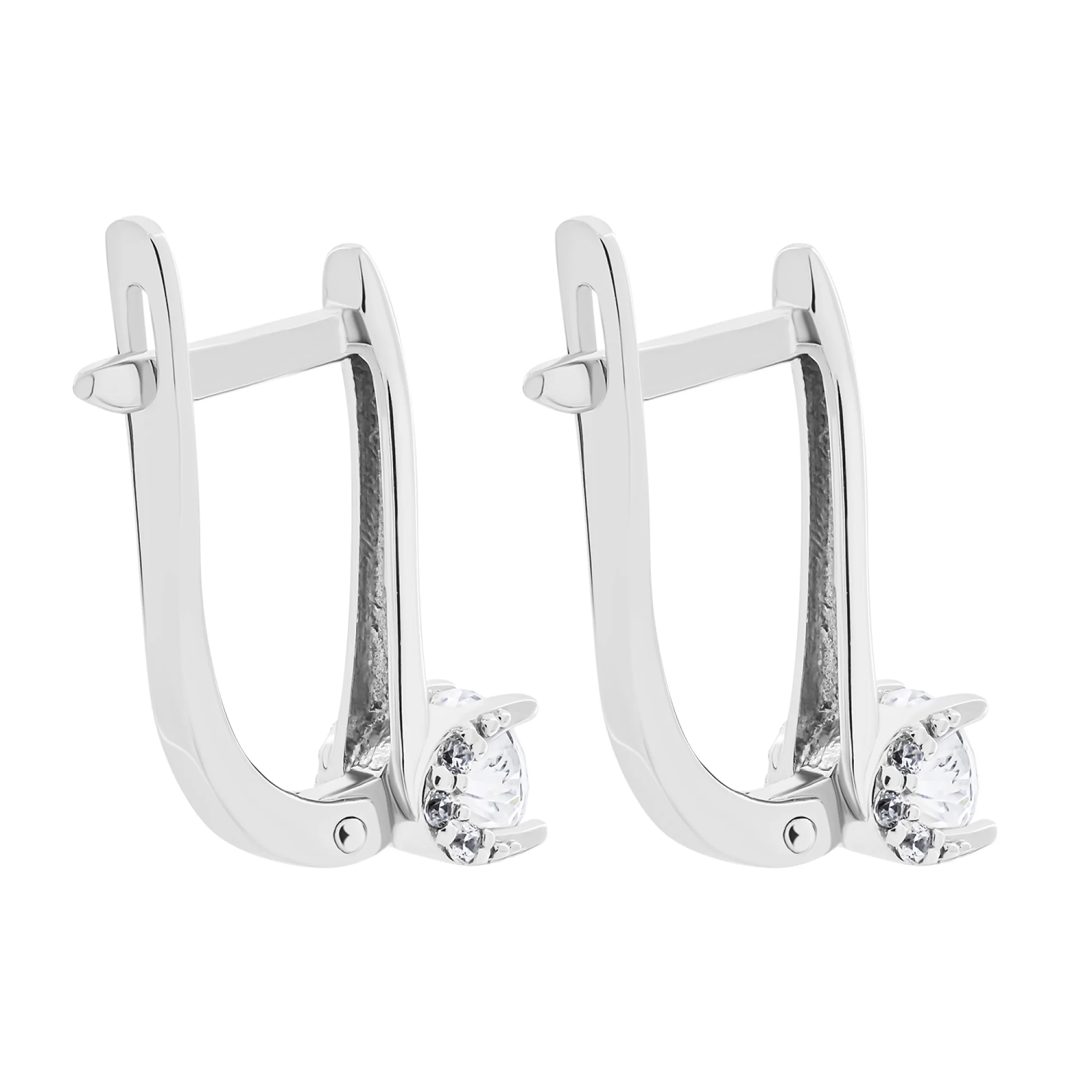 Серьги из белого золота с фианитами - 1577730 - 4