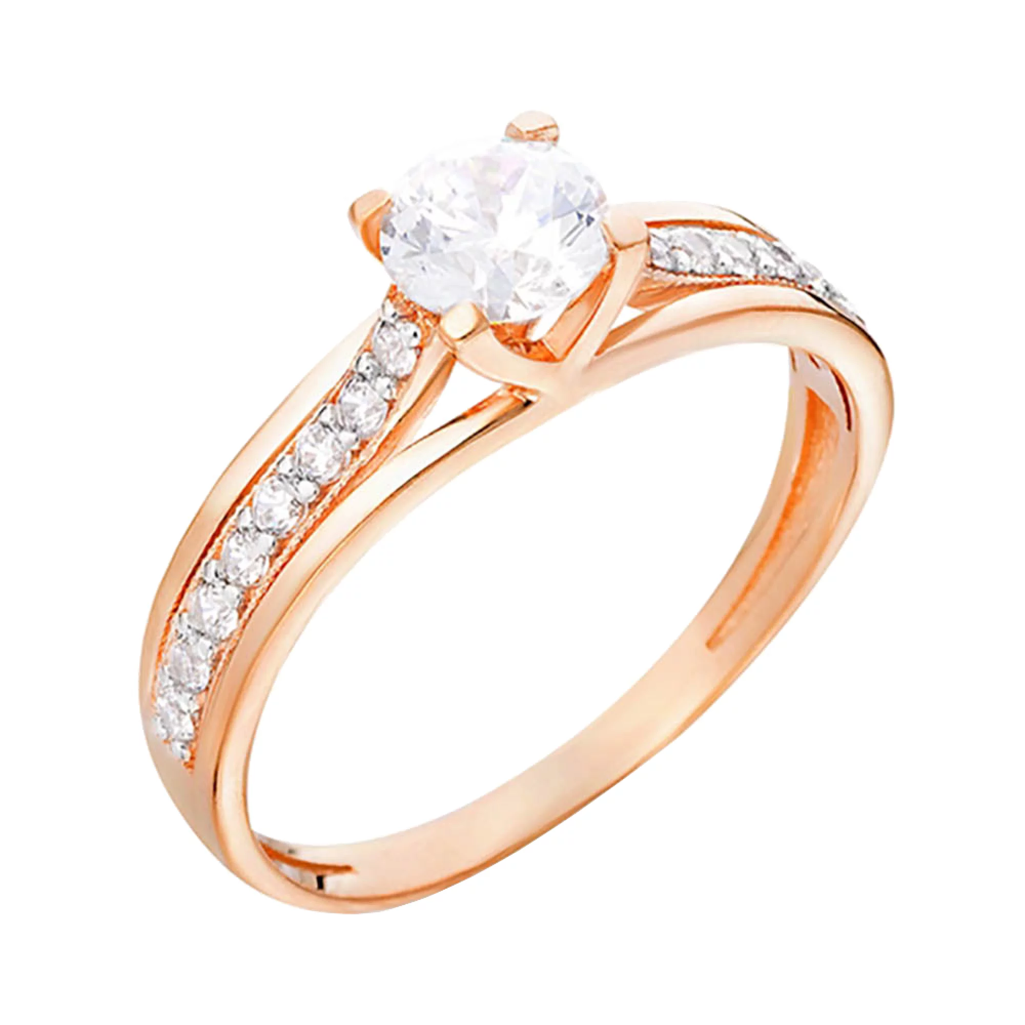 Золотое кольцо с фианитом - 569446 – изображение 1