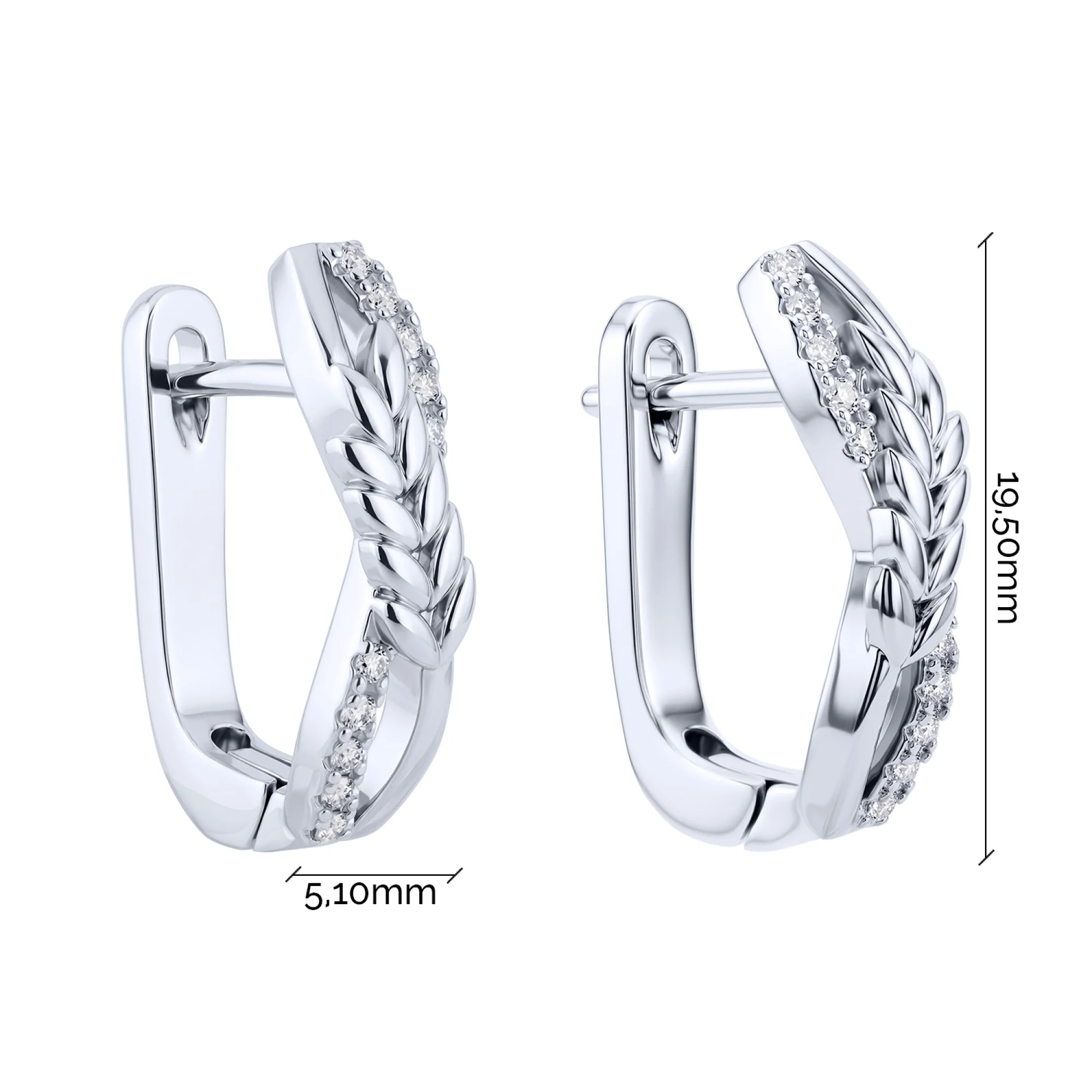 Серебряные серьги "Колосок" с фианитами - 2227744 - 3