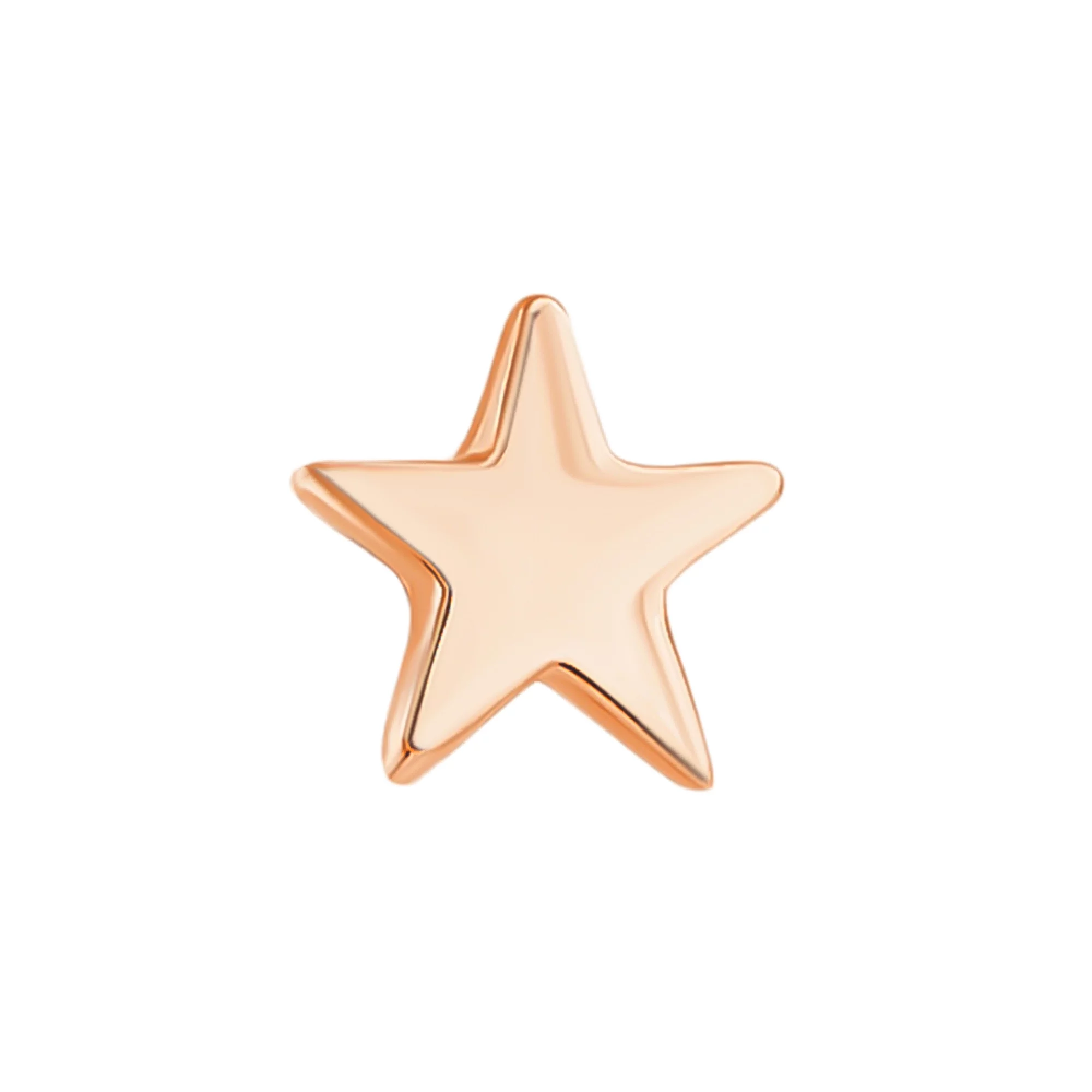 Одна золотая серьга-гвоздик "Звездочка" - 614537 – изображение 2