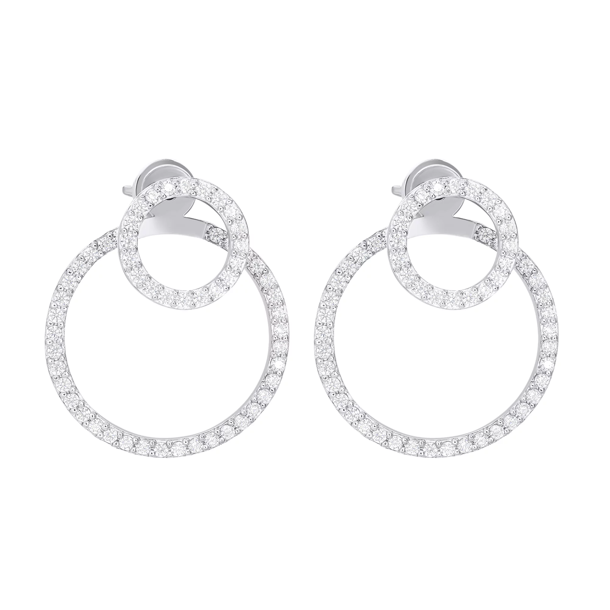 Срібні сережки-гвоздики з фіанітами "Геометрія" - 1548831 – зображення 1