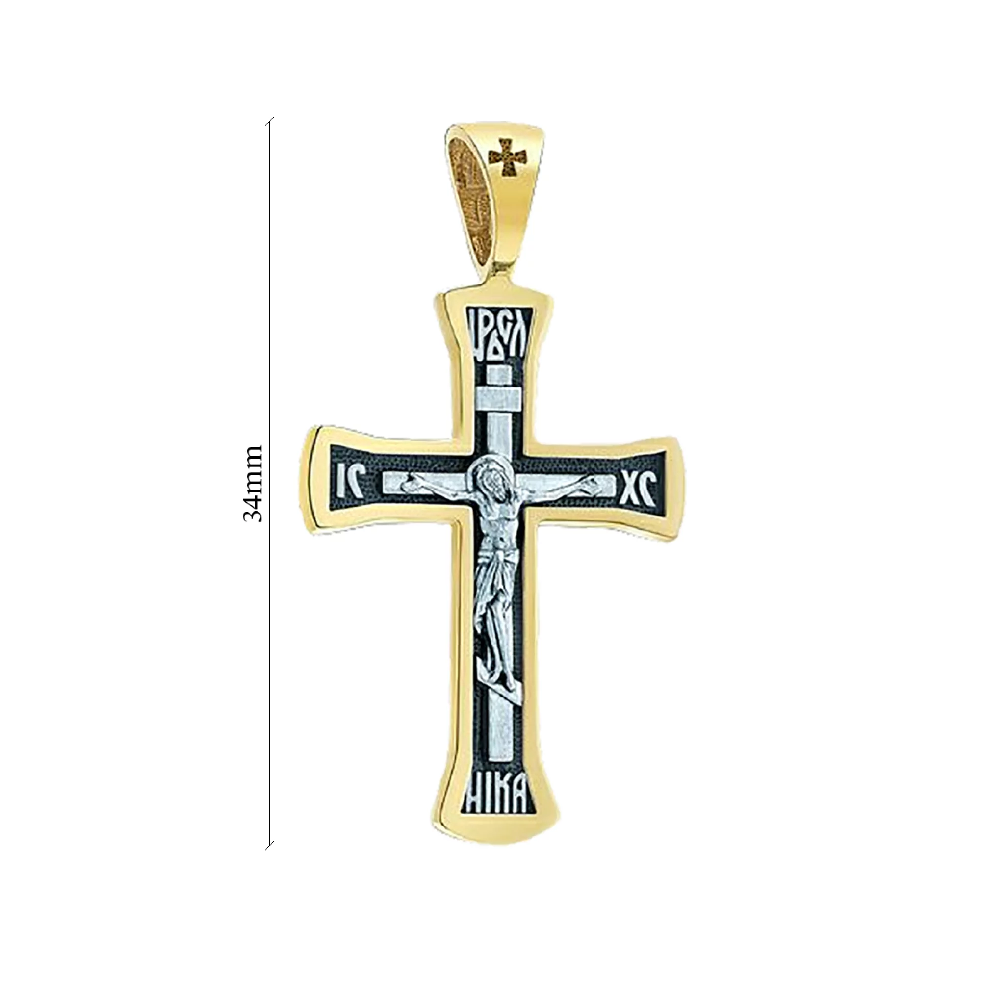 Крестик серебряный с чернением и позолотой - 443520 – изображение 3
