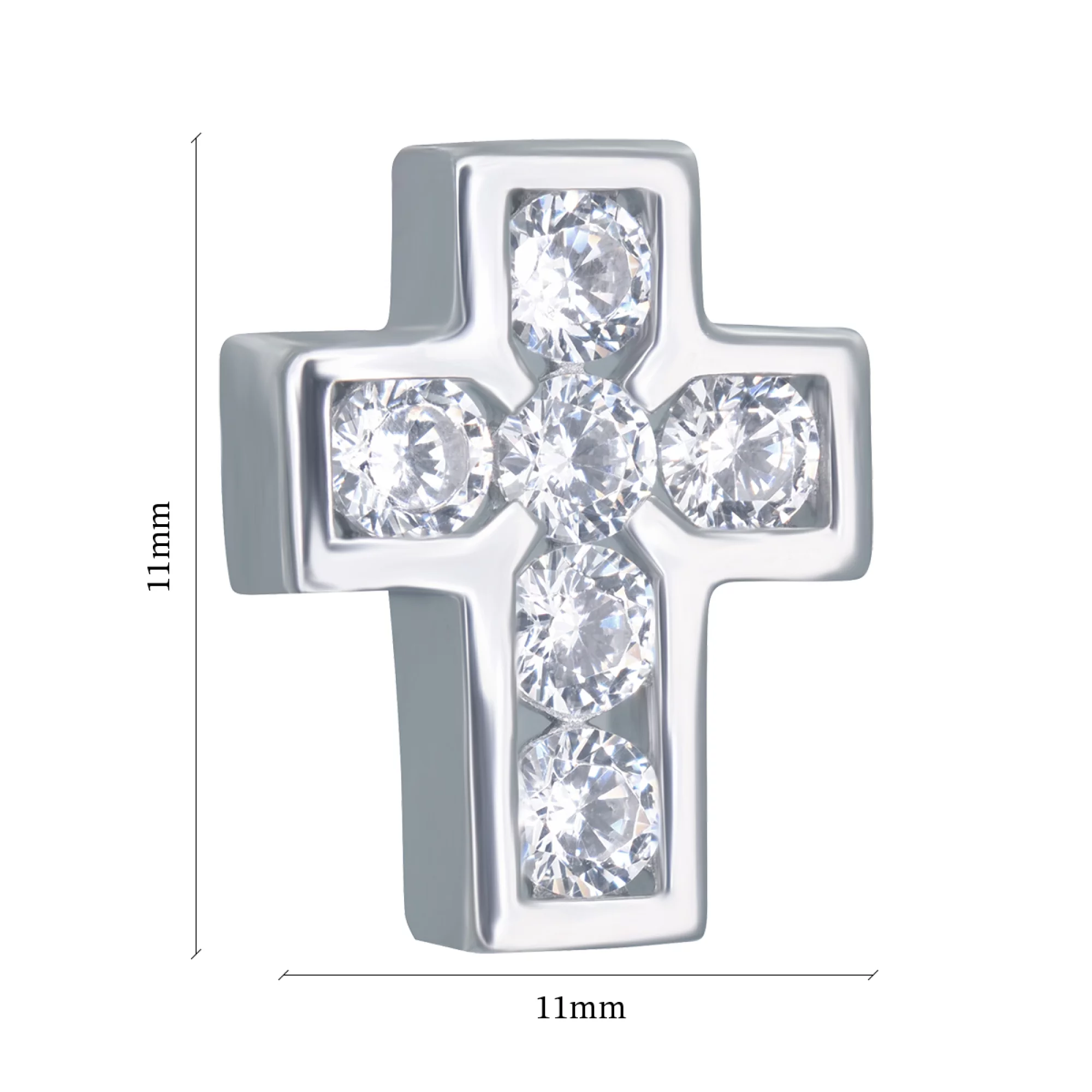 Хрестик срібний з фіанітом - 907486 – зображення 2