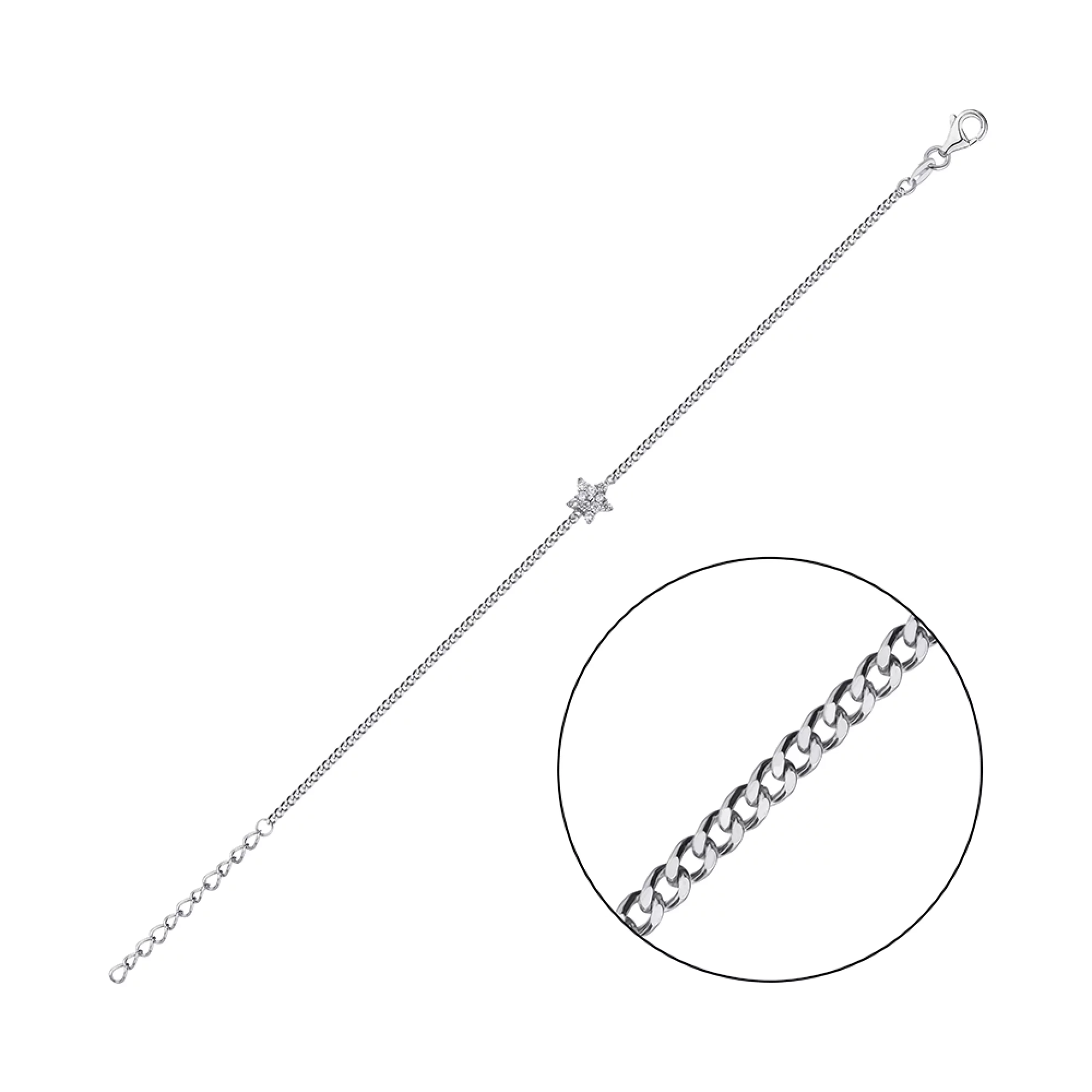 Браслет из серебра Звездочка с фианитом Панцирное плетение - 1450472 – изображение 2