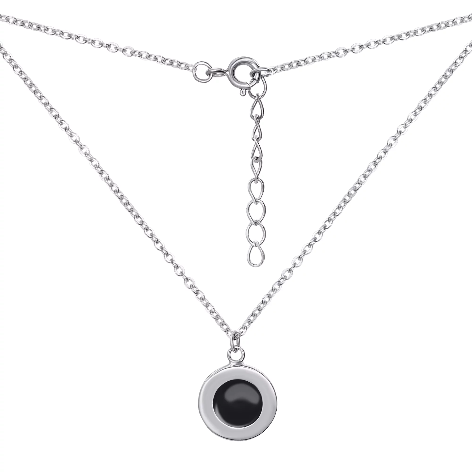 Цепочка с подвеской из серебра с эмалью "Круг" якорное плетение - 1468819 – изображение 2