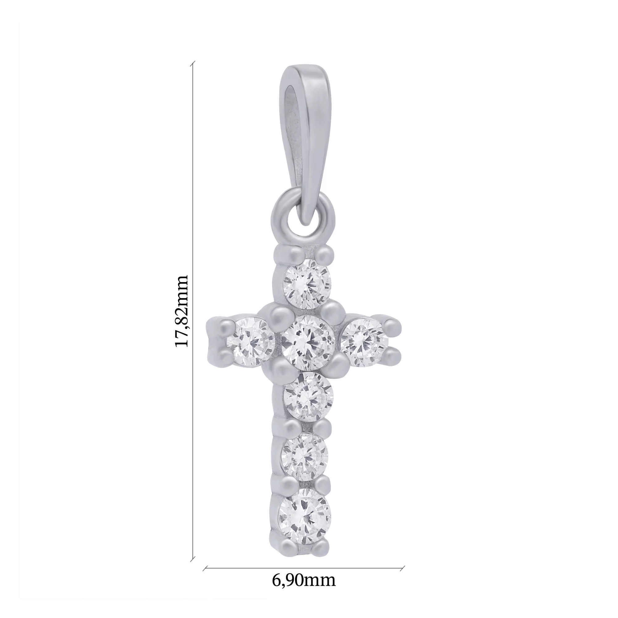 Крестик из серебра с фианитами - 1684963 – изображение 2