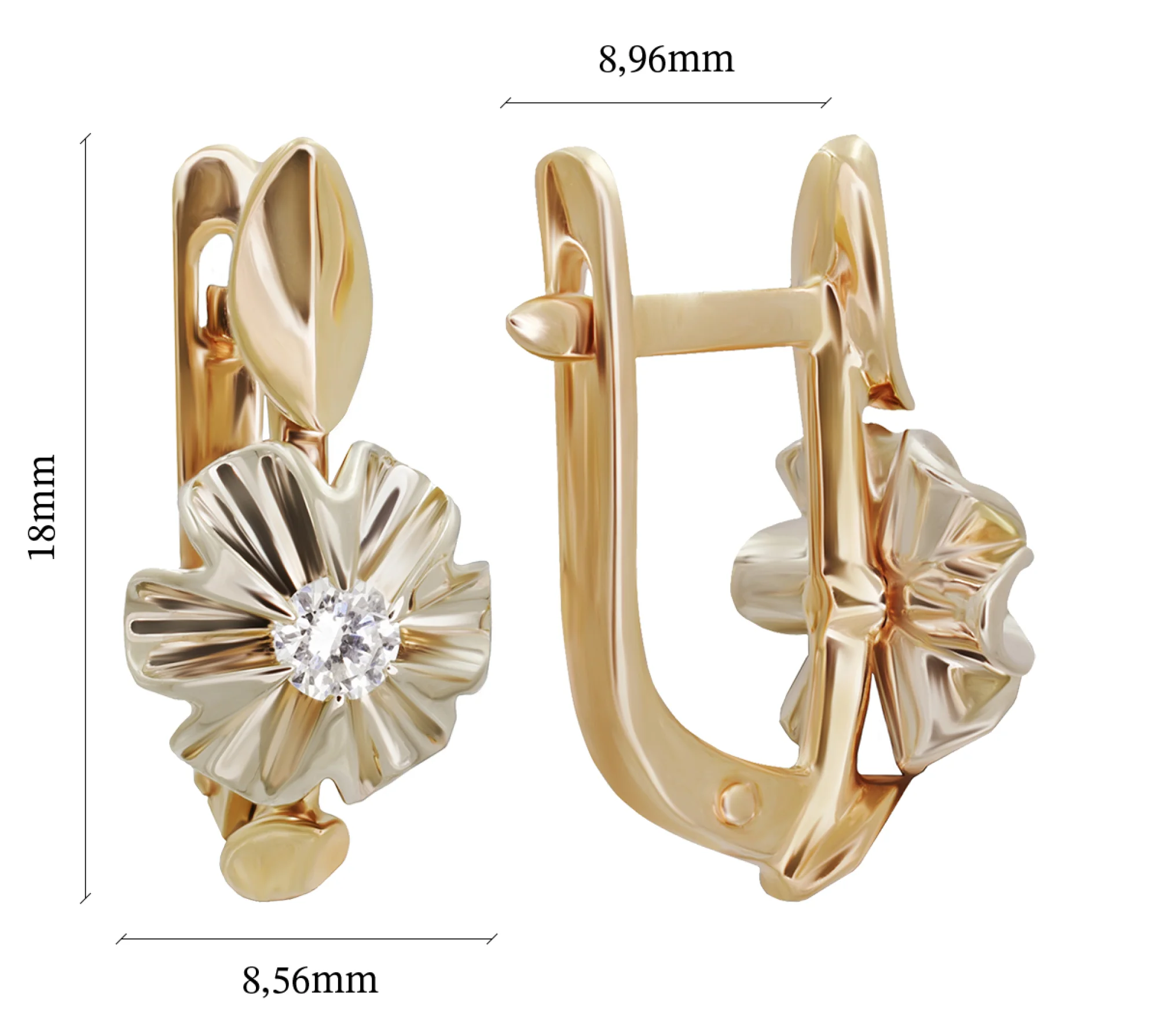 Сережки из красного золота с бриллиантами - 860454 - 3