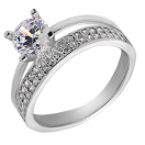 Серебряное двойное кольцо с фианитами - 559839