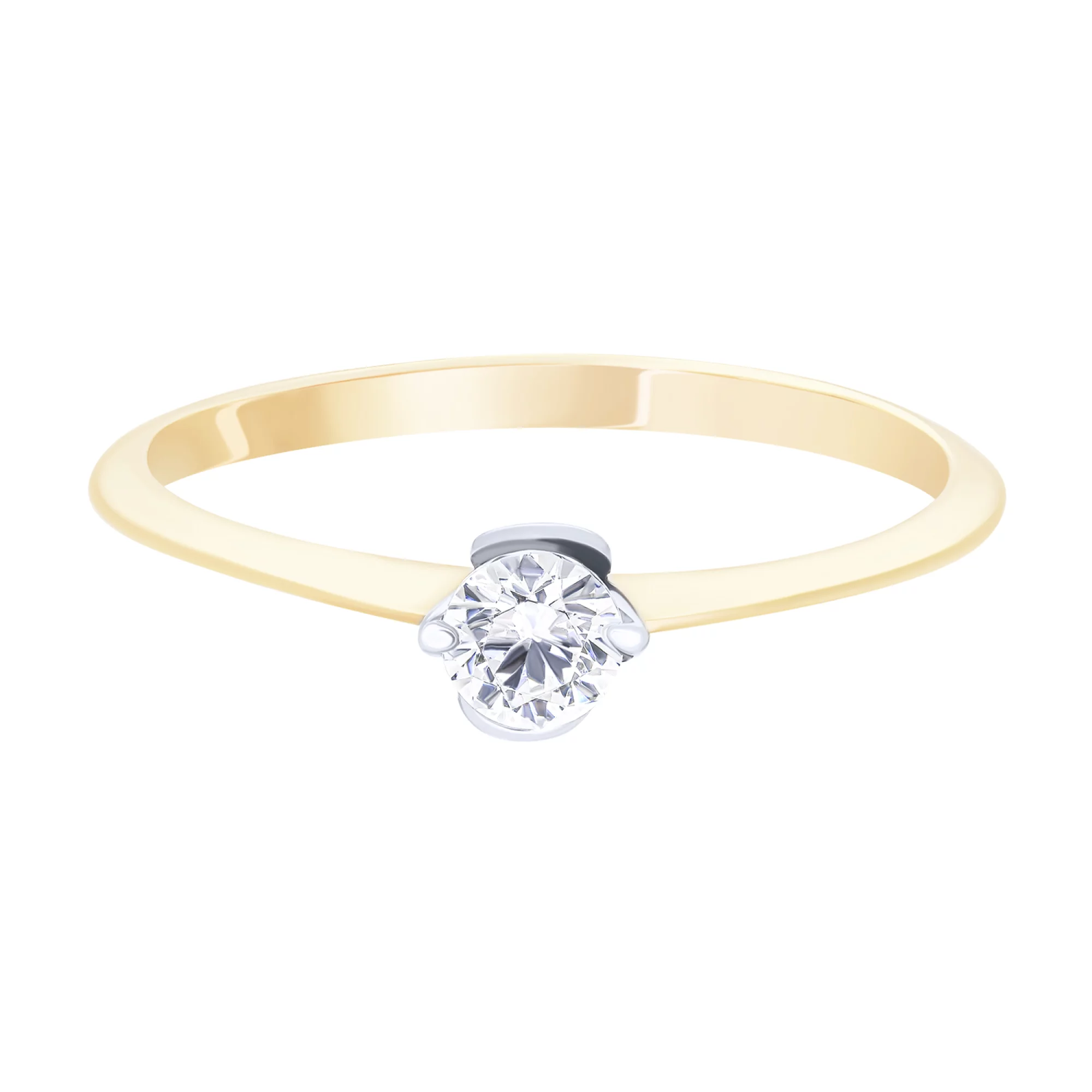 Помолвочное кольцо из красного золота с фианитом - 1717283 – изображение 2