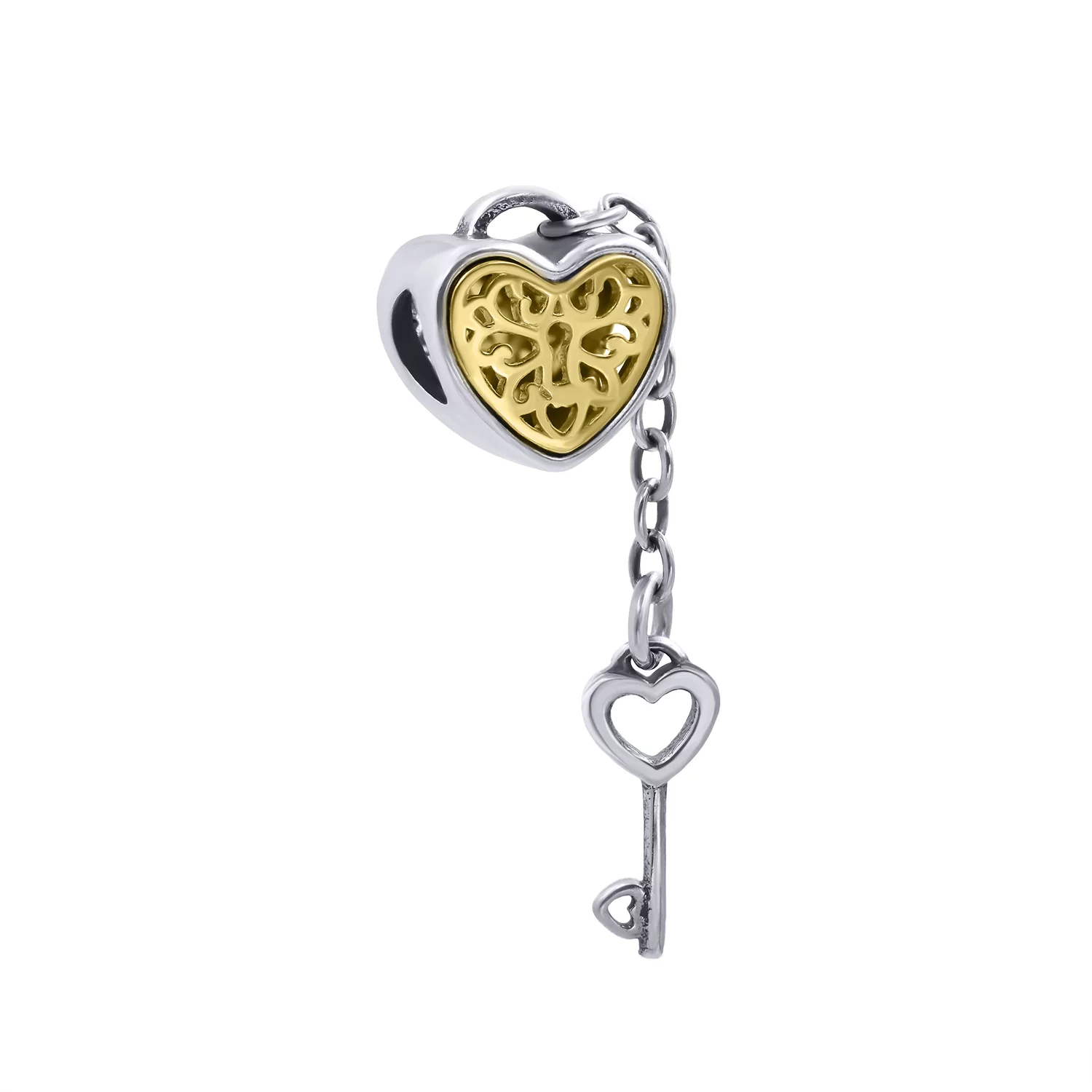 Серебряный шарм с подвеской Сердце и Ключик. Артикул 7903/П5/7006: цена, отзывы, фото – купить в интернет-магазине AURUM